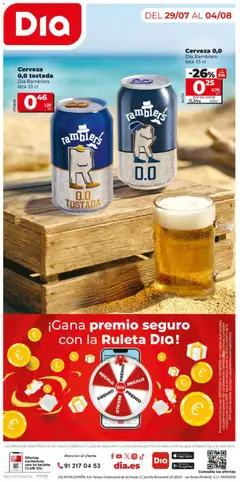 Vista previa Cerveza 0,0 tostada Dia Ramblers lata 33 cl, Cerveza 0,0 tostada Dia Ramblers lata 33 cl válido desde el 29/07/2026 | Página: 12