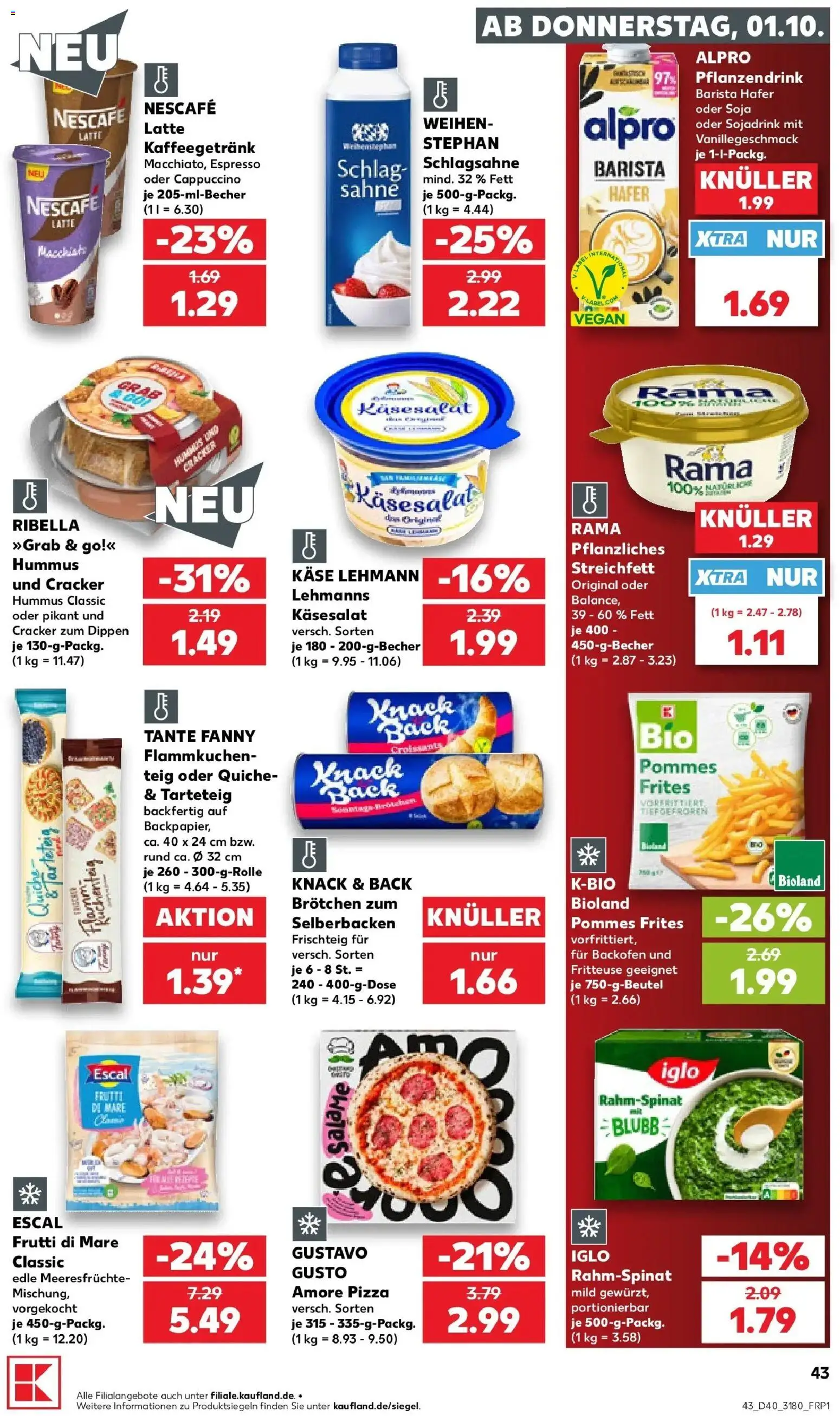Prospekt Kaufland ab 28.09.2026 » Angebote Online zum Blättern | Seite: 53 | Produkte: Alpro, Hummus, Fritteuse, Sahne