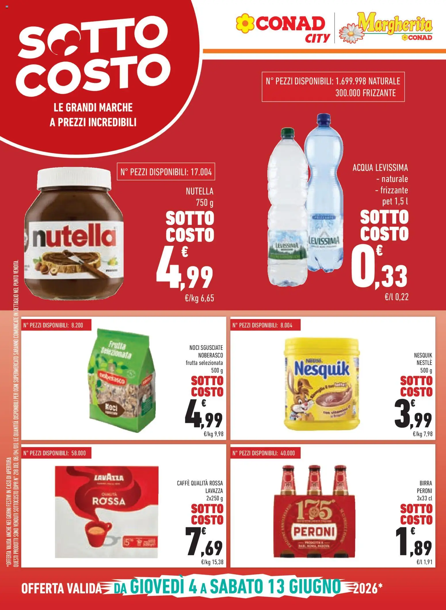 Volantino Conad del 04.06.2026 | Pagina: 6 | Prodotti: Birra, Acqua, Frutta, Nutella