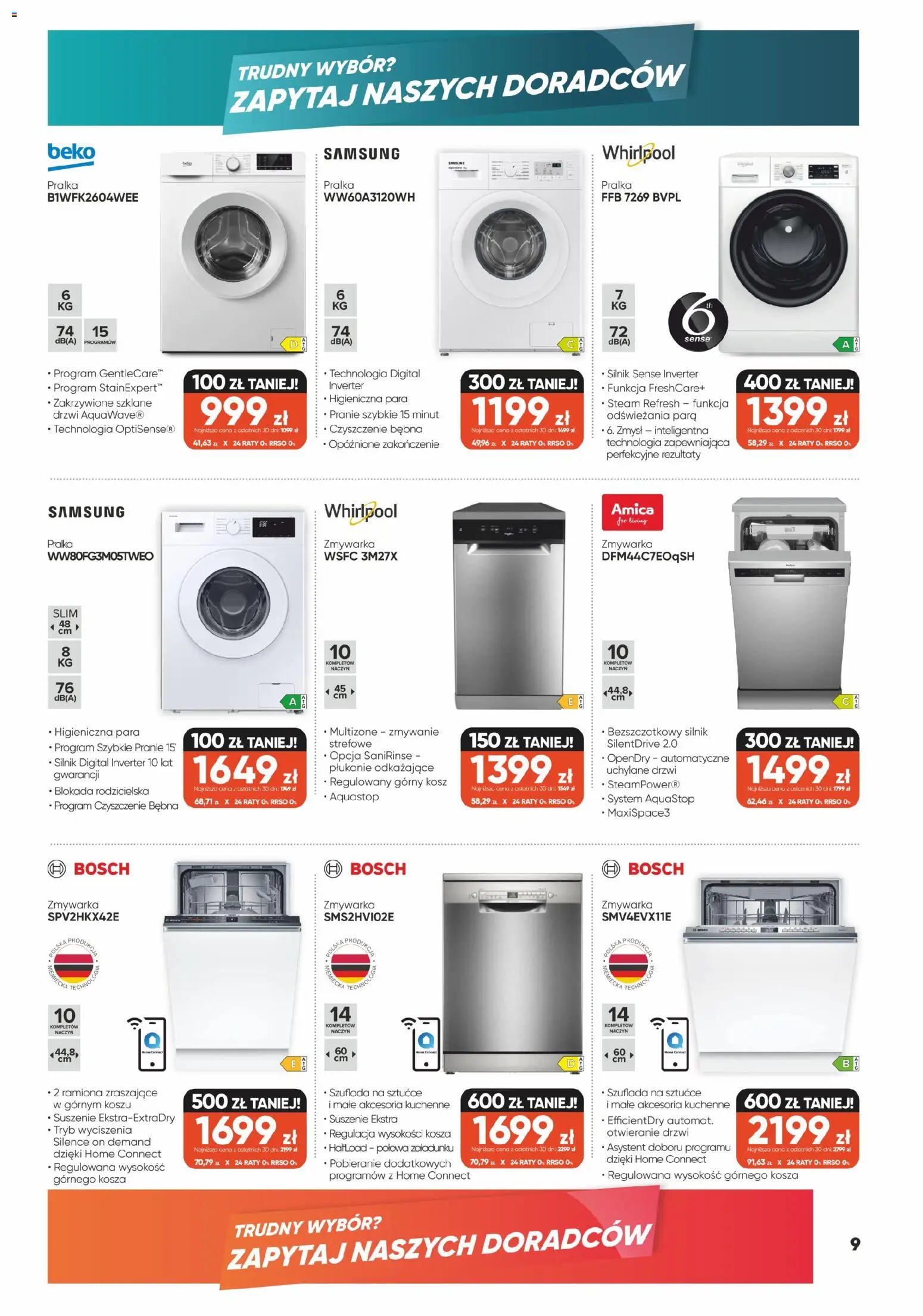 Max elektro gazetka od 28.05.2026 | Strona: 9 | Produkty: Pralka, Zmywarka, Kosz, Sztućce