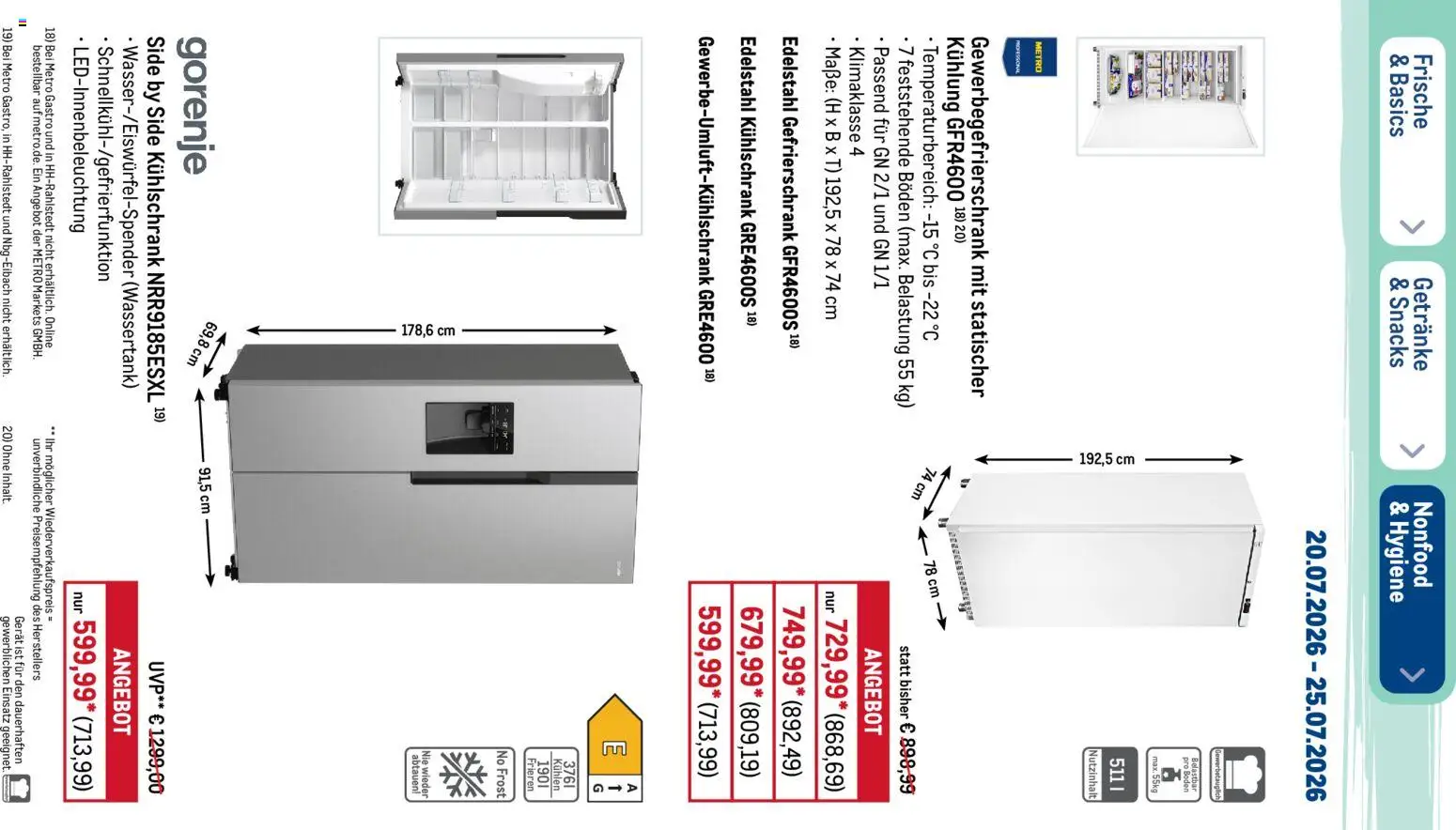 Metro Prospekt – gültig ab 20.07.2026 | Seite: 47 | Produkte: Gorenje, Gefrierschrank, Kühlschrank