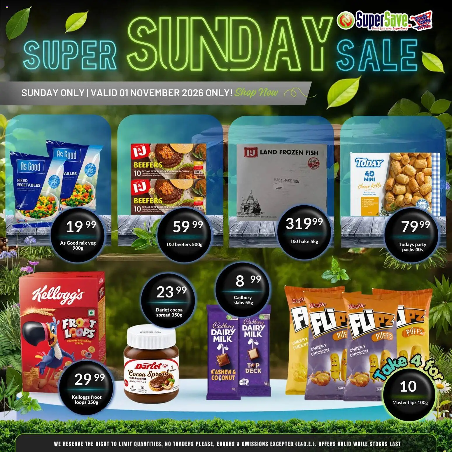 New Super Save catalogue – valid from 01/11/2026 | Page: 5 | Products: Cocoa, Fish, Burgers, Vegetables