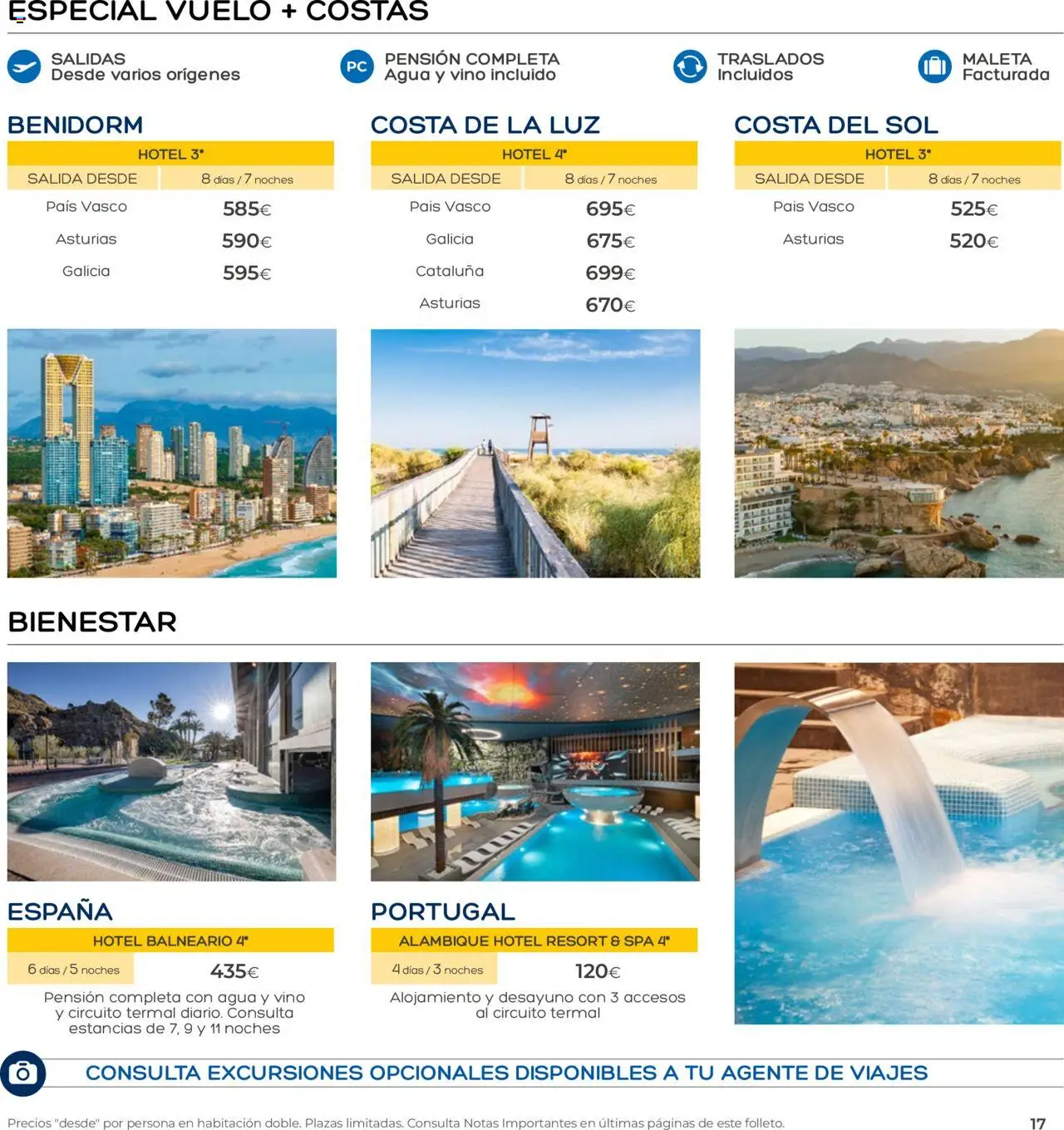 Viajes El Corte Inglés - Club de Vacaciones - Vacaciones Económicas Personalizado │ válido desde el 01/09/2025 | Página: 17 | Productos: Vino, Maleta, Agua