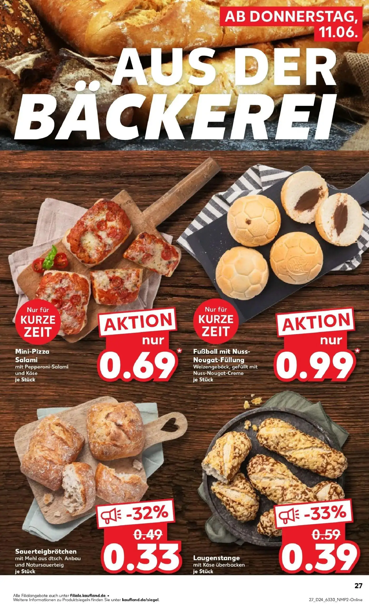 Kaufland Prospekt Göttingen – gültig ab 11.06.2026 | Seite: 27 | Produkte: Bäckerei, Mehl, Fußball, Salami