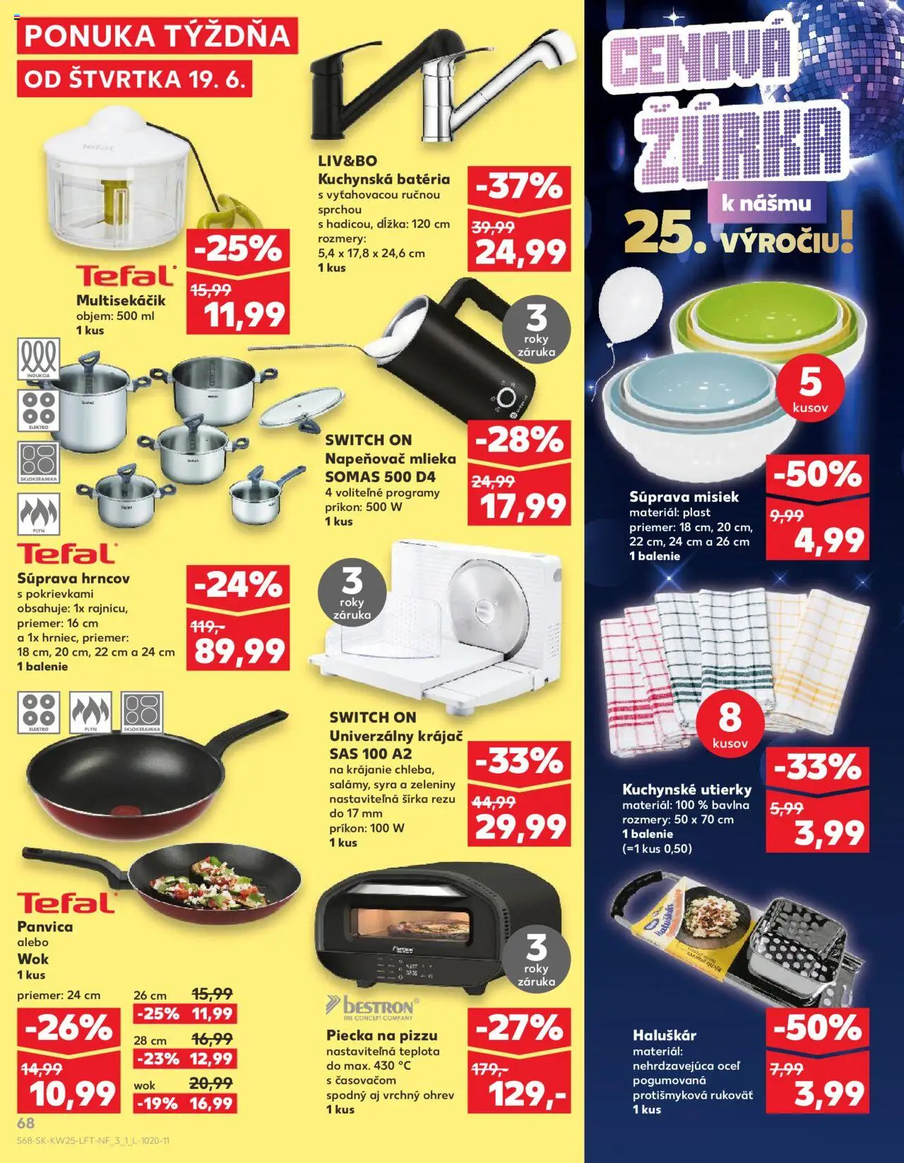 Nové Kaufland akcie – leták je platný od 19.06.2025 | Strana: 68 | Produkty: Napeňovač, Indukcia, Tefal, Kuchynské utierky