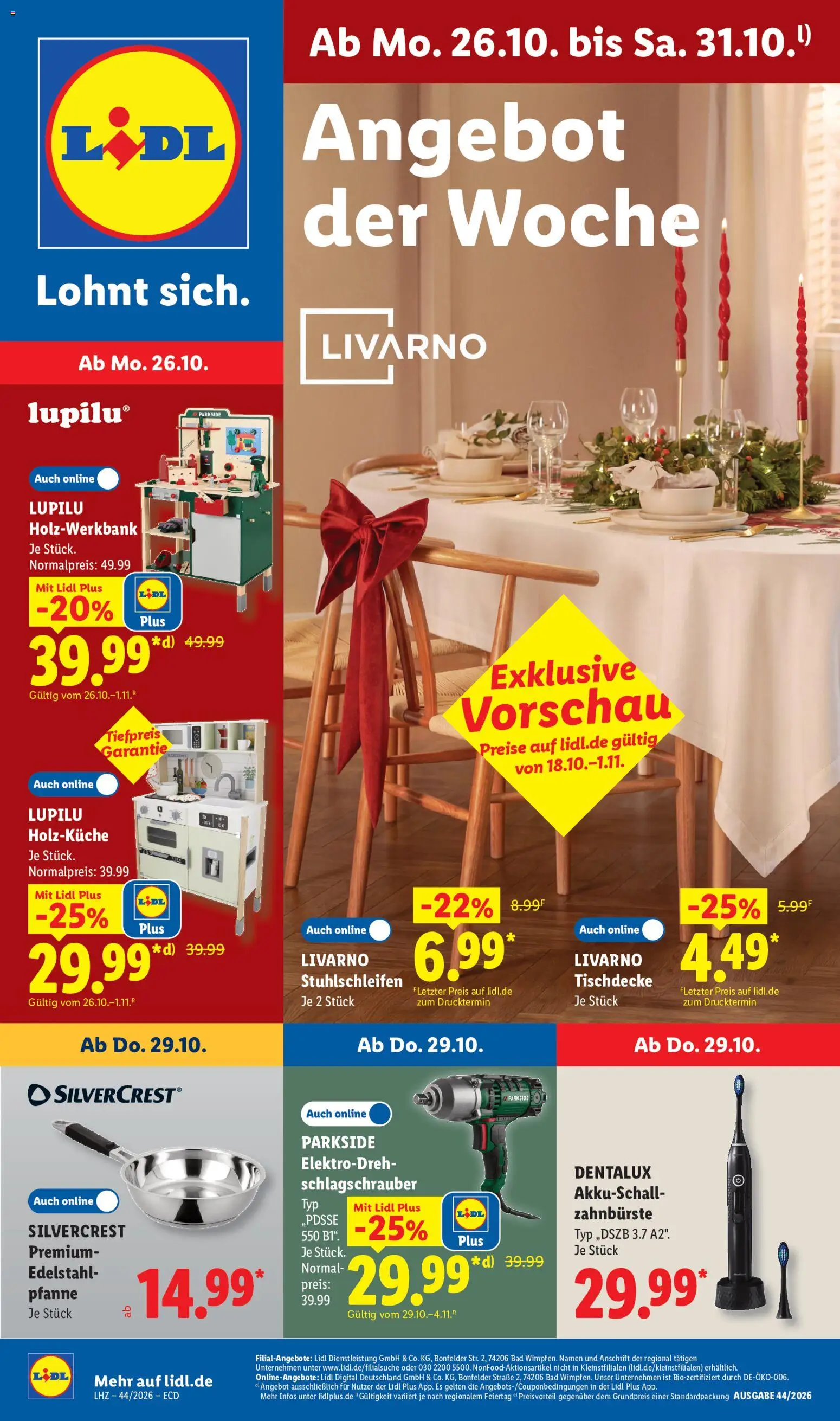 Lidl Německo leták od 26.10.2026 | Strana: 1 | Produkty: Parkside