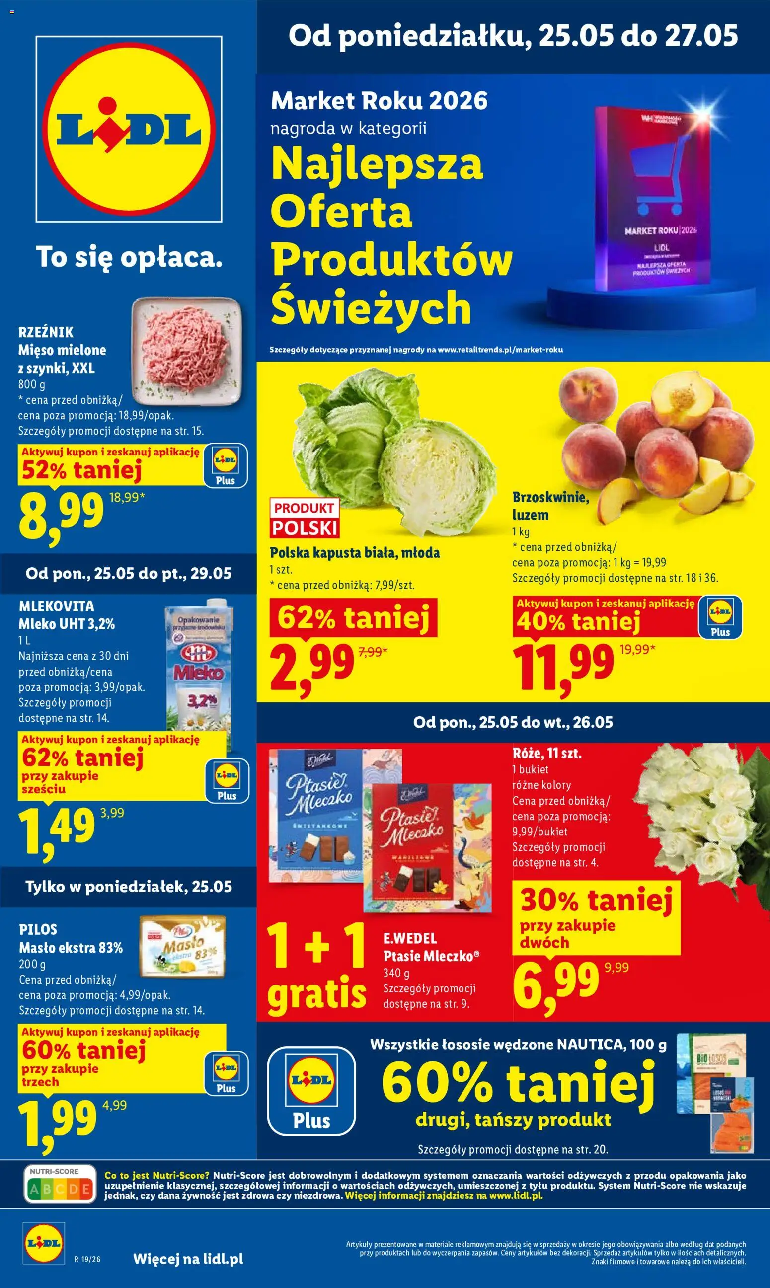 Lidl gazetka od 25.05.2026 | Strona: 1 | Produkty: Kapusta, Mięso, Mleko, Masło
