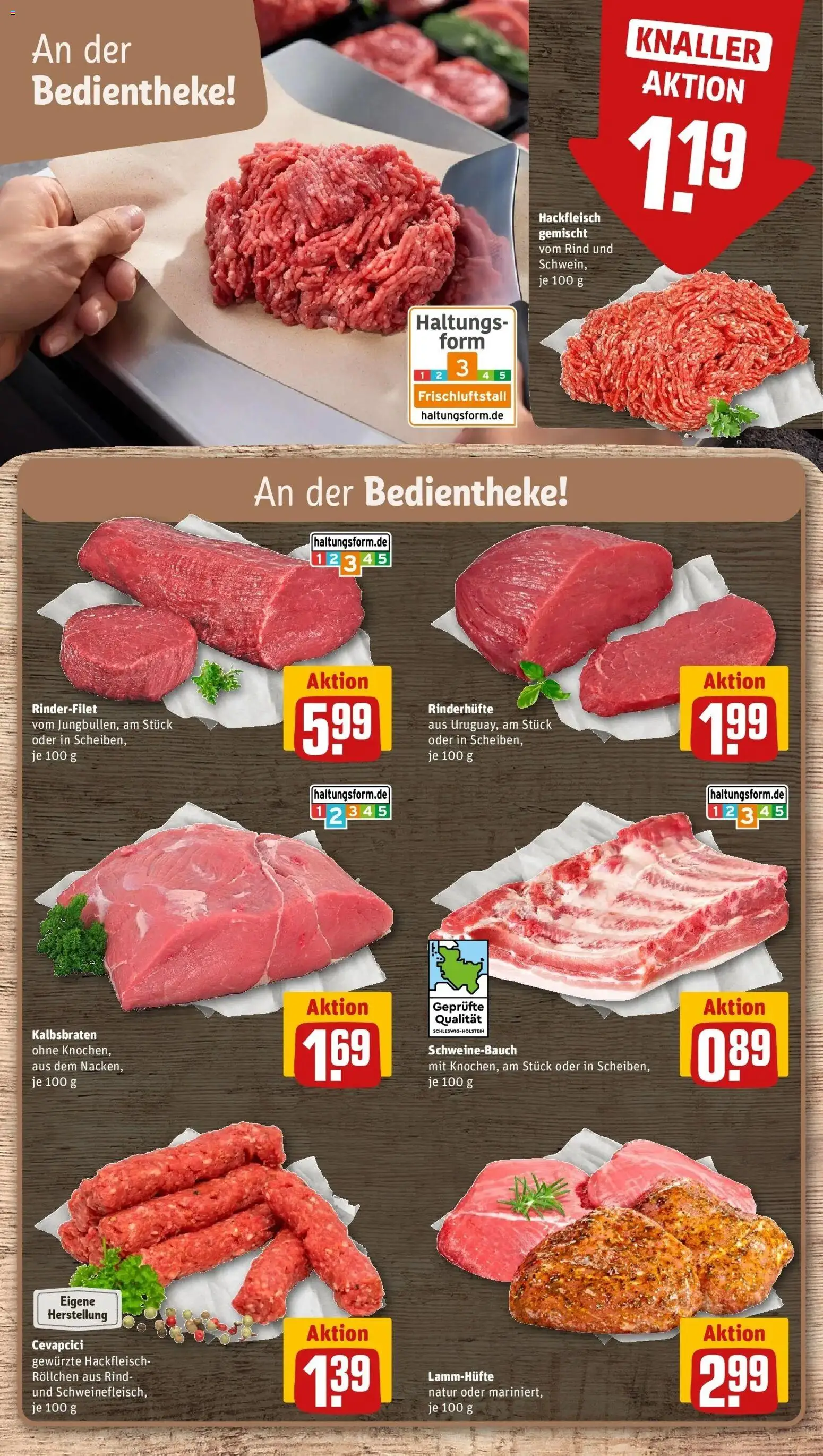 REWE Prospekt ab 28.09.2026 zum Blättern » Angebote | Seite: 16 | Produkte: Rinderfilet, Schweinebauch, Cevapcici, Hackfleisch