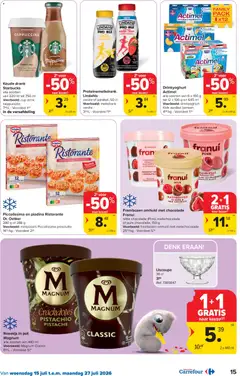 Frambozen omhuld met chocolade, witte chocolade (Pink), melkchocolade of pure chocolade, 150 g Voorbeeld: frambozen omhuld met melkchocolade - Voorbeeld van een folder van Carrefour, geldig van 15/07/2026 | Pagina: 15