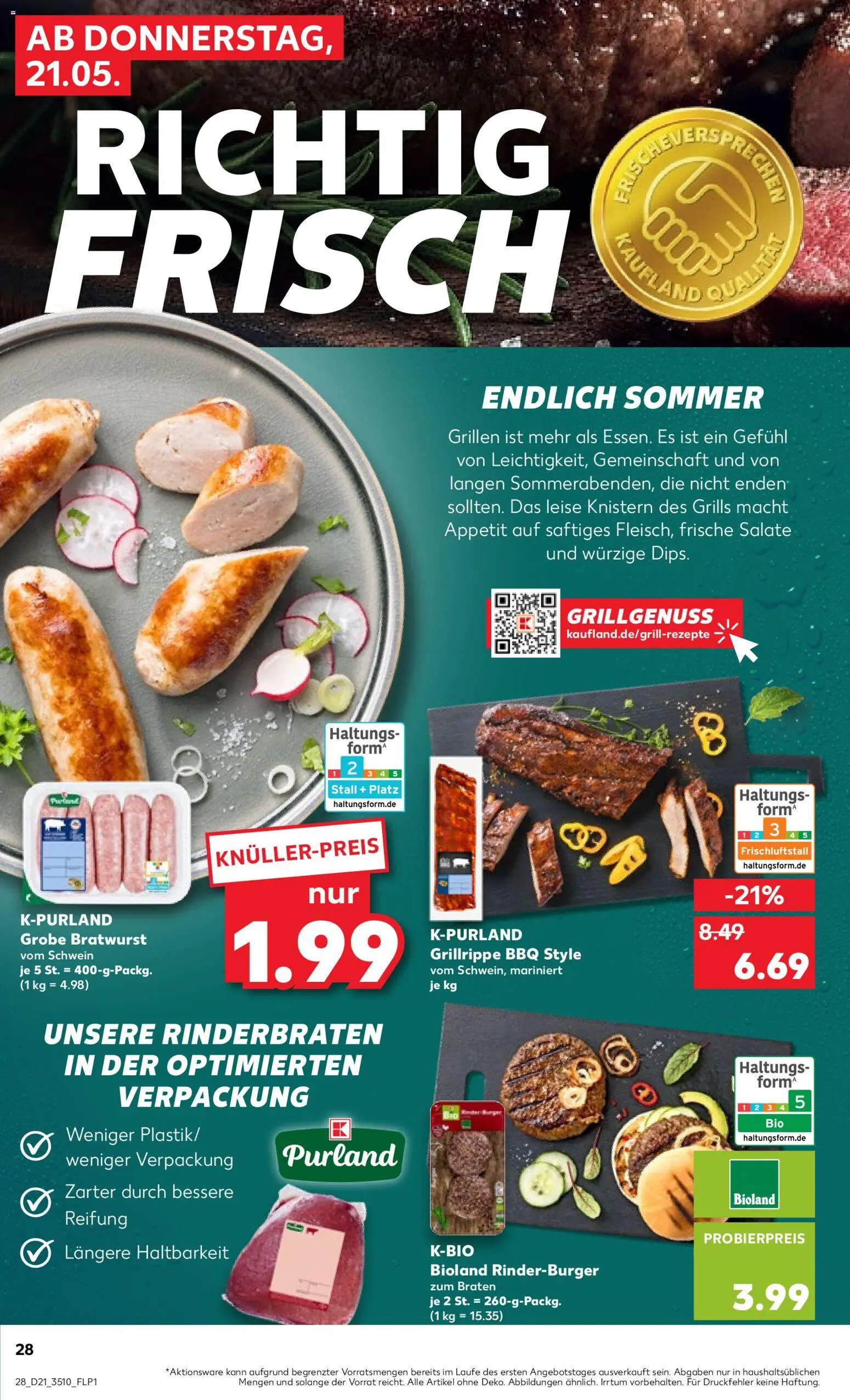 Kaufland Prospekt Zeitz	 – gültig ab 21.05.2026 | Seite: 28 | Produkte: Rinderbraten, Bratwurst, Burger