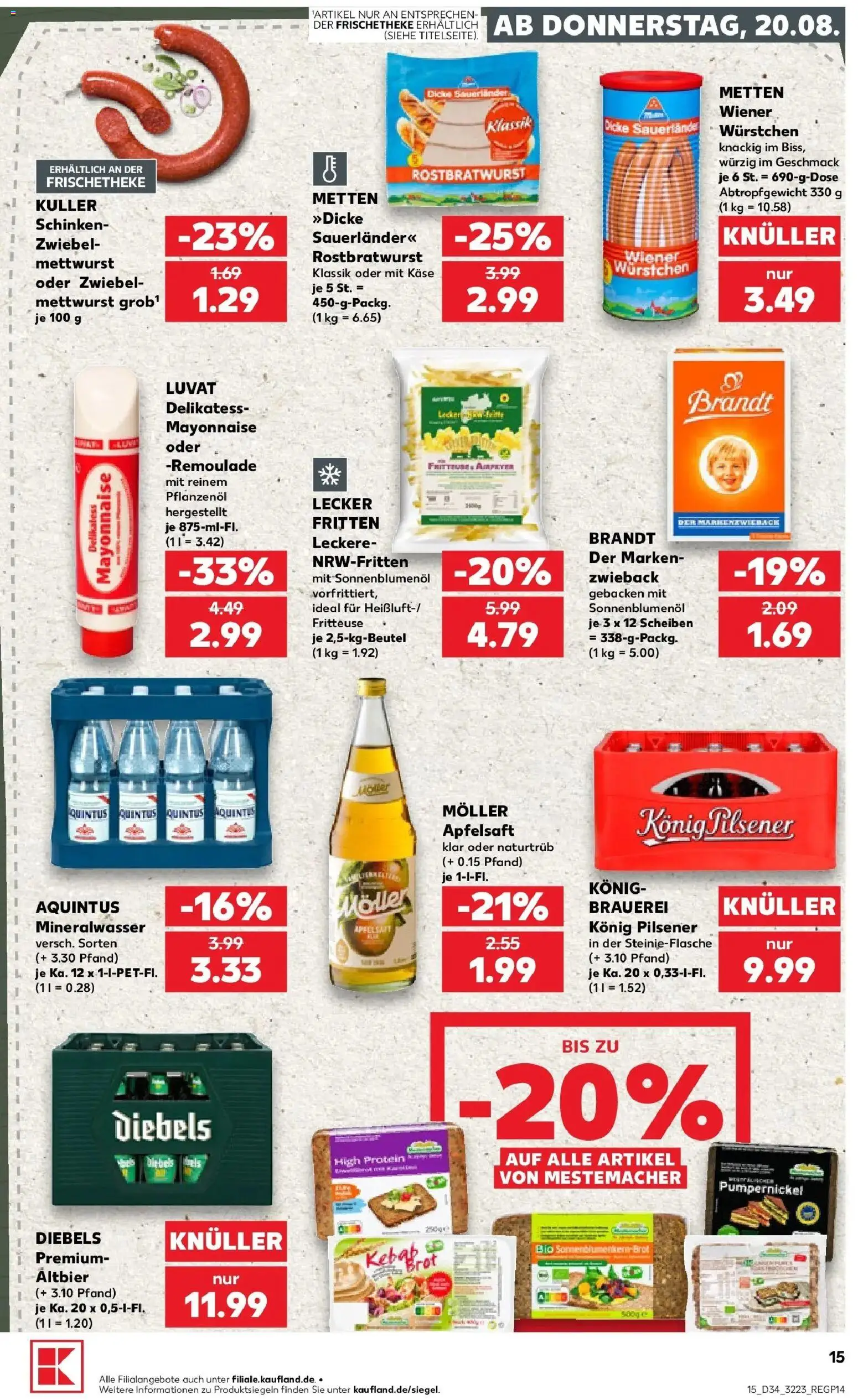 Prospekt Kaufland ab 20.08.2026 » Angebote Online zum Blättern | Seite: 15 | Produkte: Sonnenblumenol, Apfelsaft, Mayonnaise, Schinken