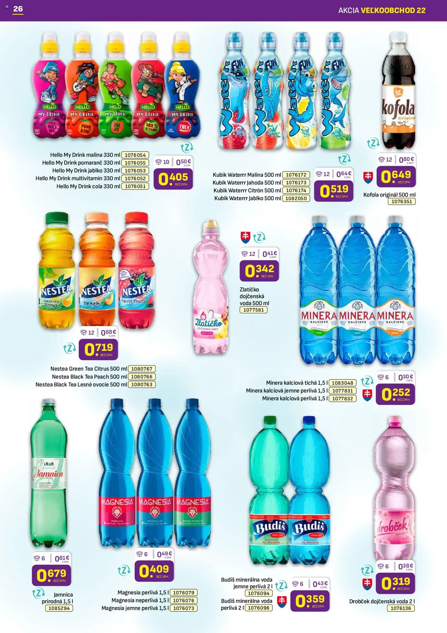 Nové Libex akcie – leták je platný od 02.11.2026 | Strana: 26 | Produkty: Budiš, Magnesia, Cola, Ovocie
