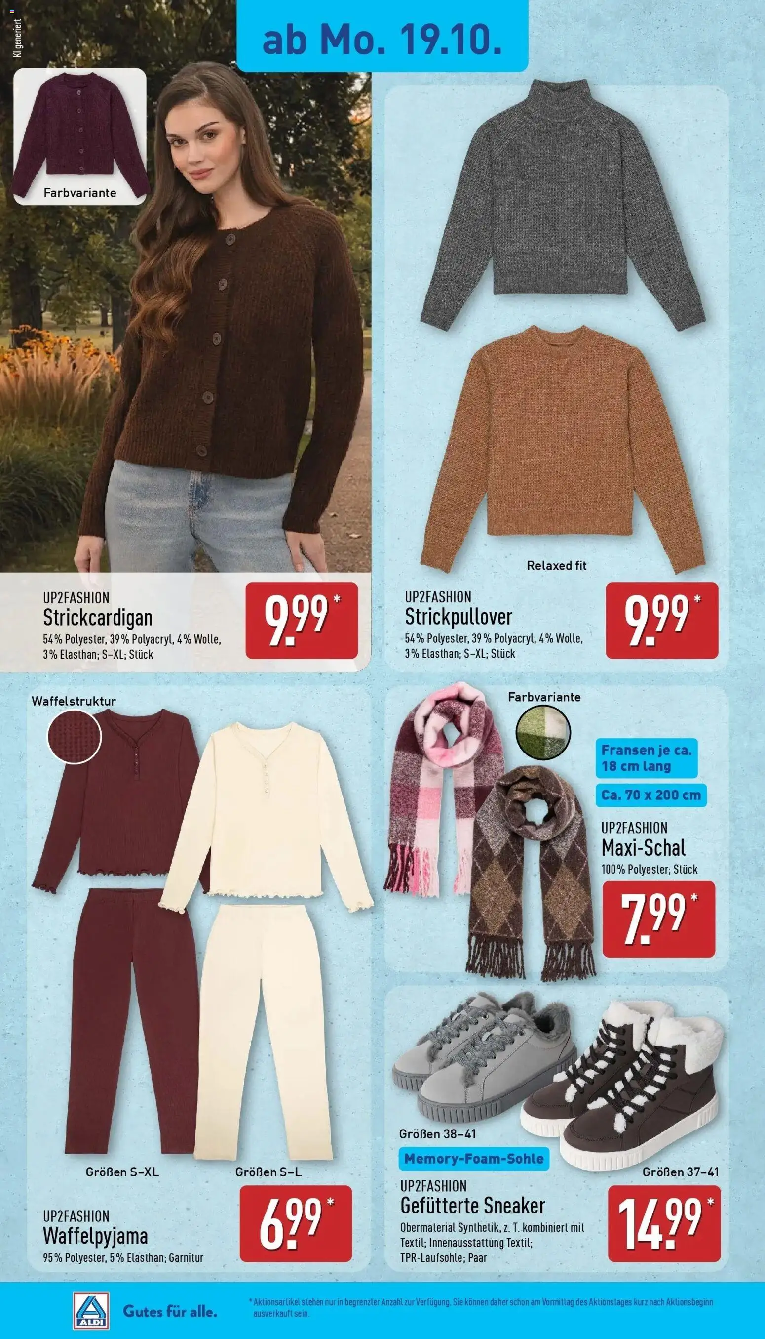 Aldi Aktueller Prospekt (ab 19.10.2026) » Angebote Online | Seite: 18 | Produkte: Up2fashion, Cardigan, Pullover