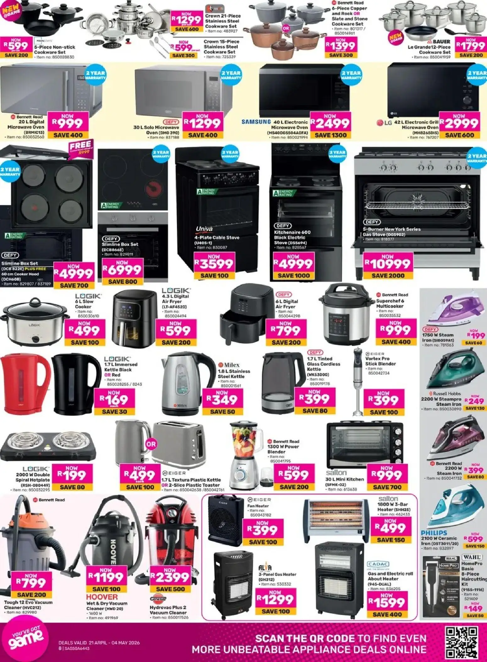 New Game catalogue – valid from 21.04.2026 | Page: 8 | Products: Fan, Toaster, Hood, Air fryer