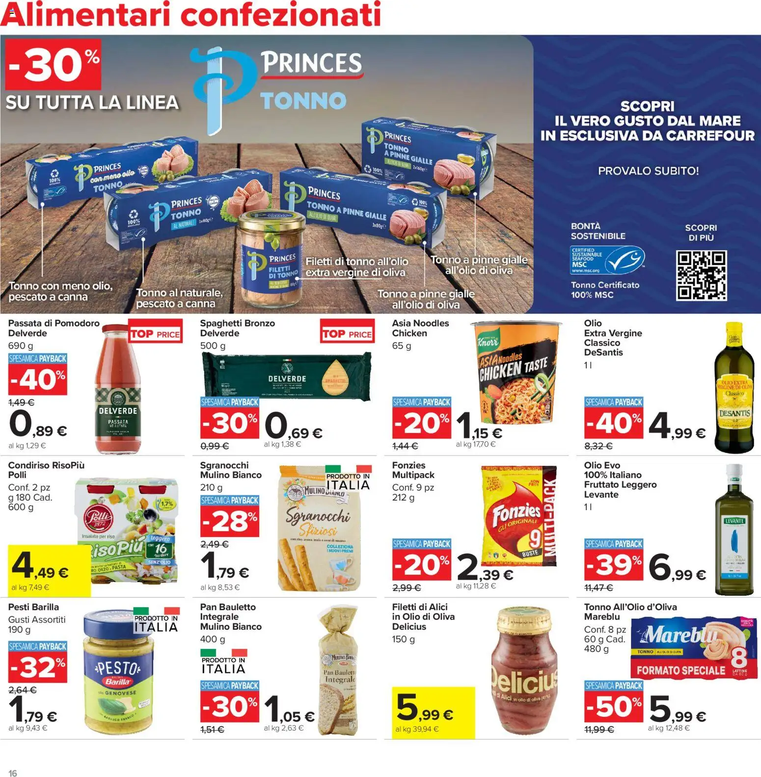 Volantino Carrefour del 13/07/2026 | Pagina: 16 | Prodotti: Verdure, Olio, Passata di pomodoro, Tonno
