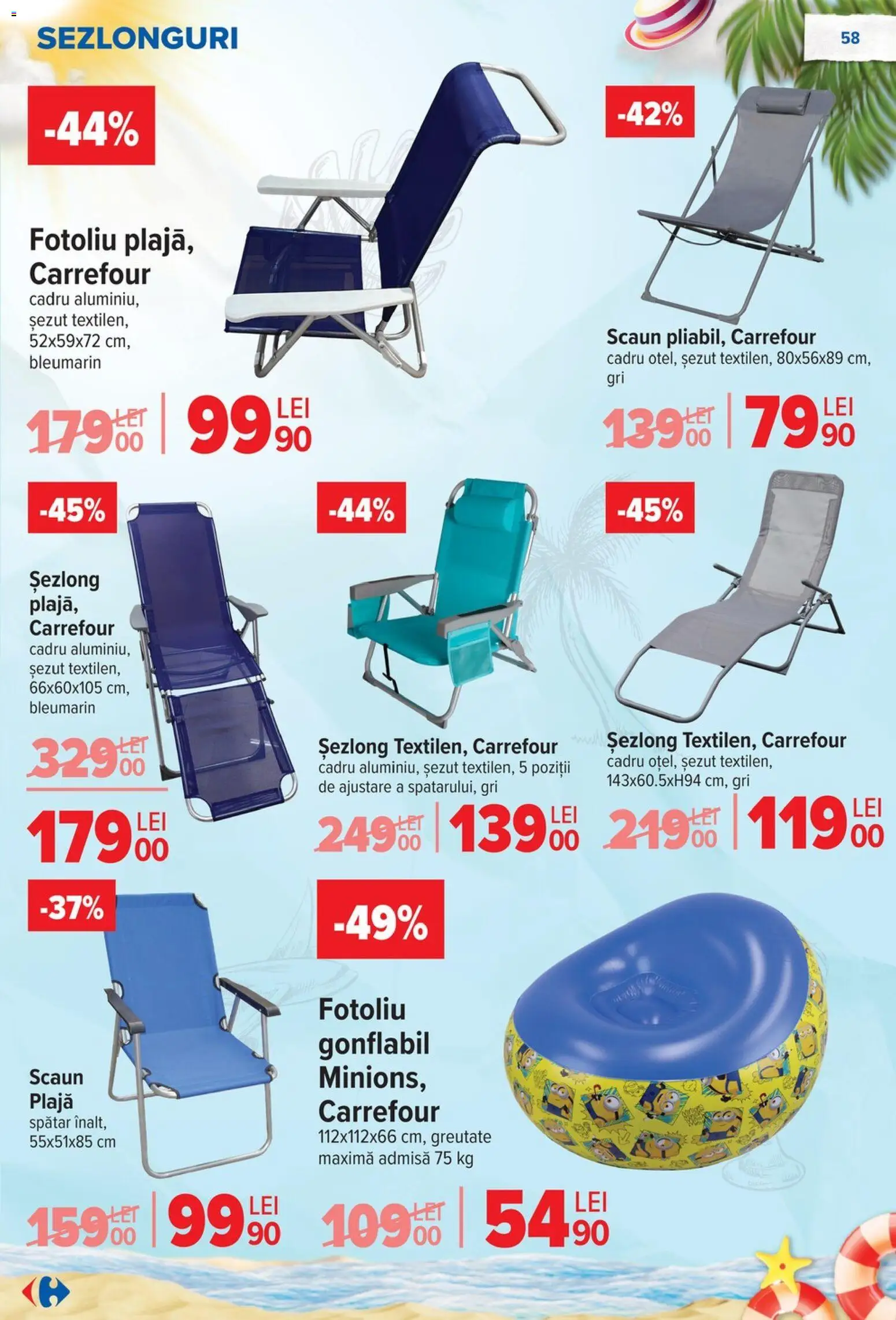 Noul catalog Carrefour – valabil de la 17.06.2026 | Pagină: 59 | Produse: Fotoliu, Șezlong, Scaun