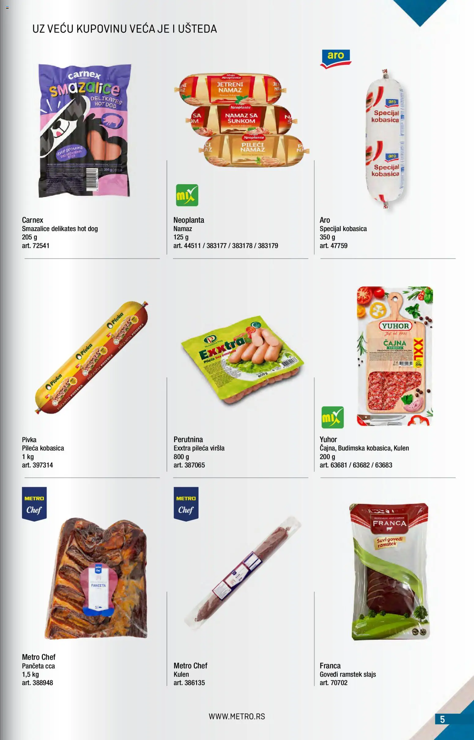 Metro katalog - važi od 01.06.2026 | Strana: 5 | Proizvode: Panceta, Kulen, Hot dog, Kobasica