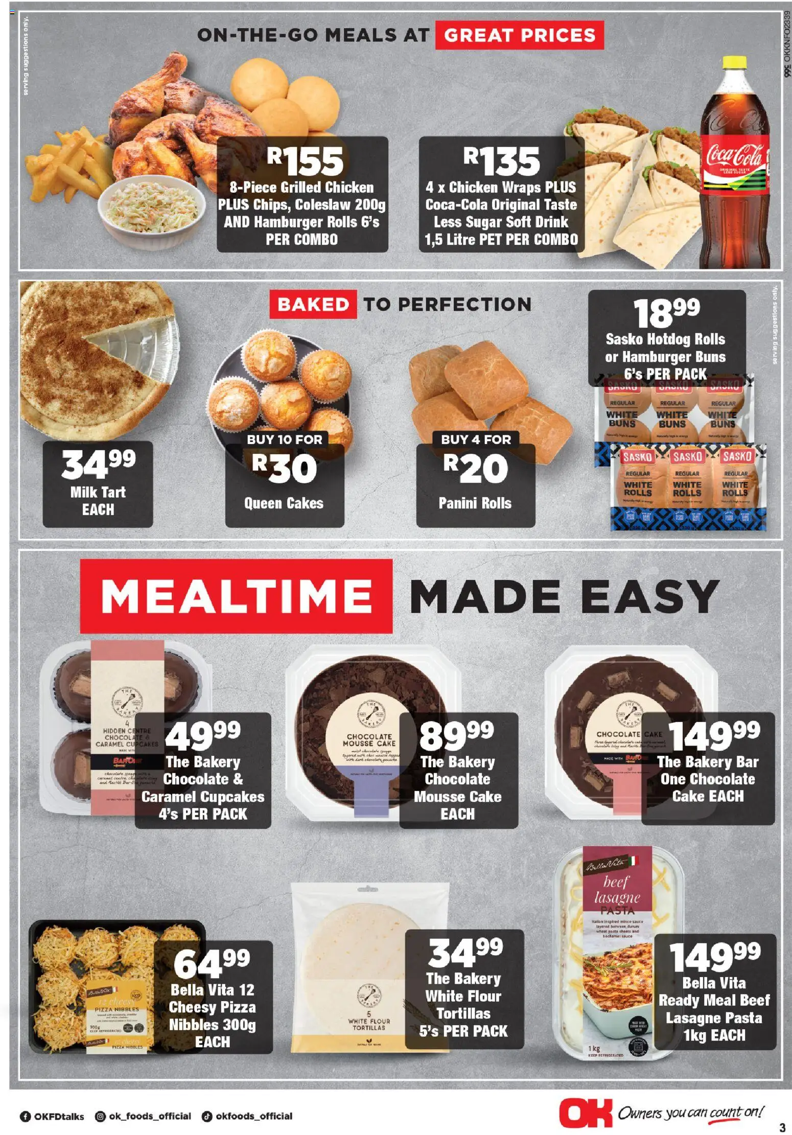New OK Foods catalogue – valid from 24.04.2026 | Page: 3 | Products: Cake, Milk, Chocolate, Chicken