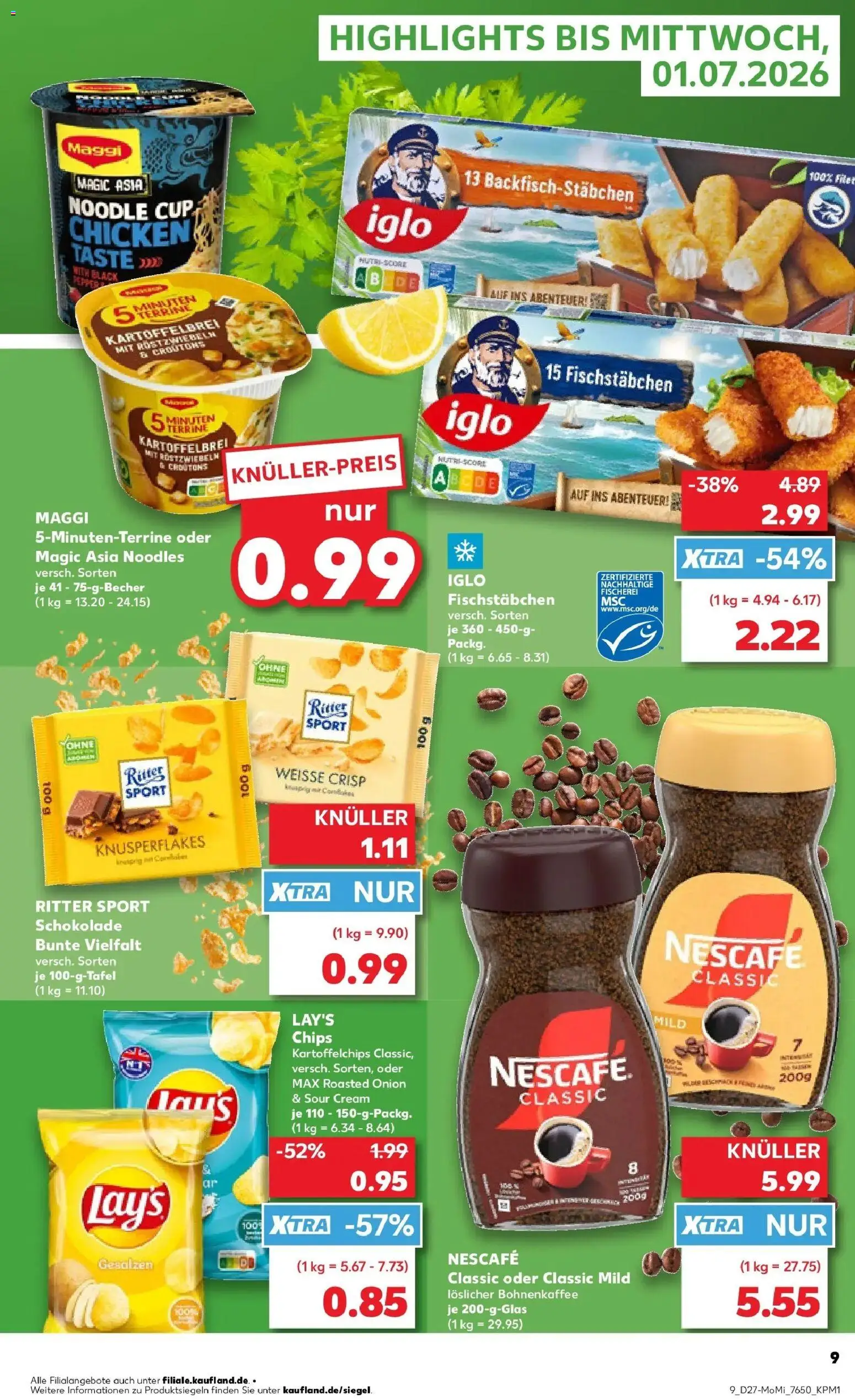 Kaufland Prospekt Landsberg Am Lech – gültig ab 29.06.2026 | Seite: 9 | Produkte: Nescafe, Ritter sport, Fischstabchen, Chips