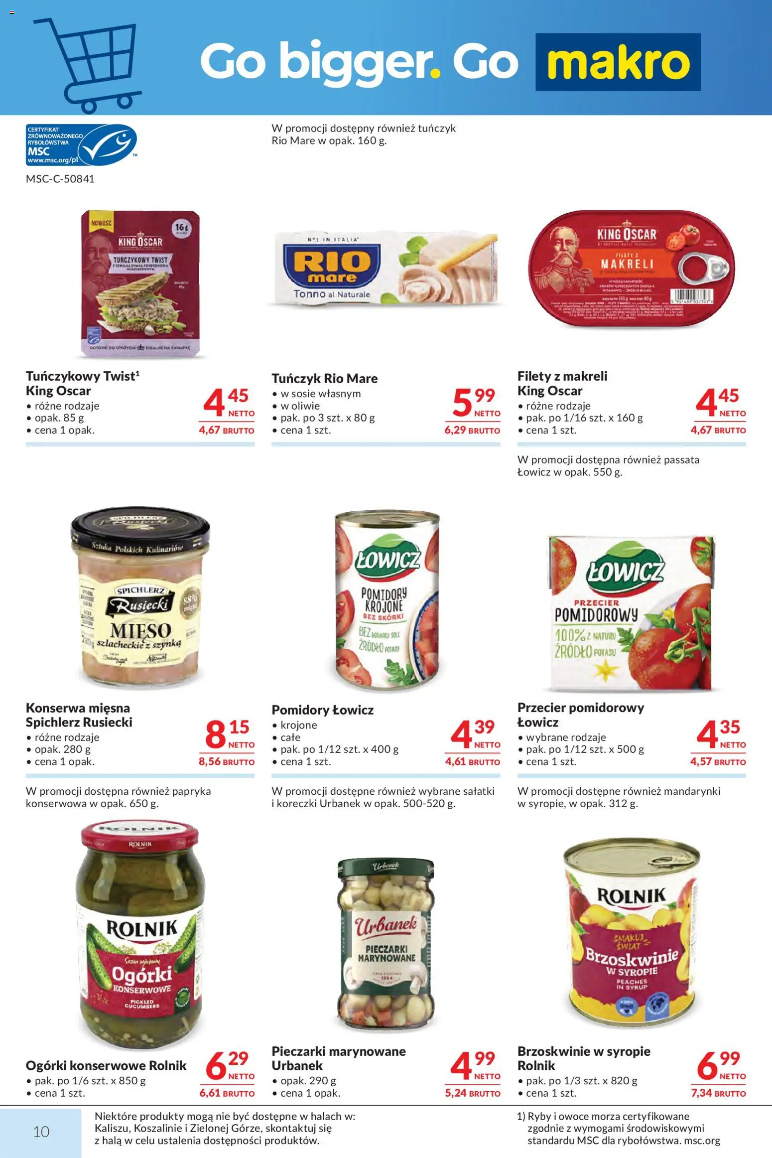 Makro gazetka od 27.10.2026 | Strona: 10 | Produkty: Sałatki, Tuńczyk, Mandarynki, Owoce morza