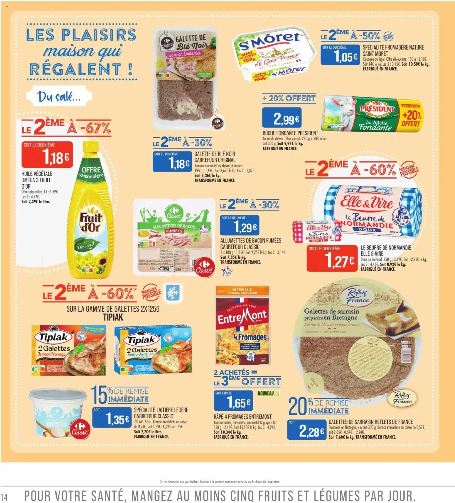 {H1} | Page: 14 | Produits: Bacon, Oméga 3, Lait, Allumettes
