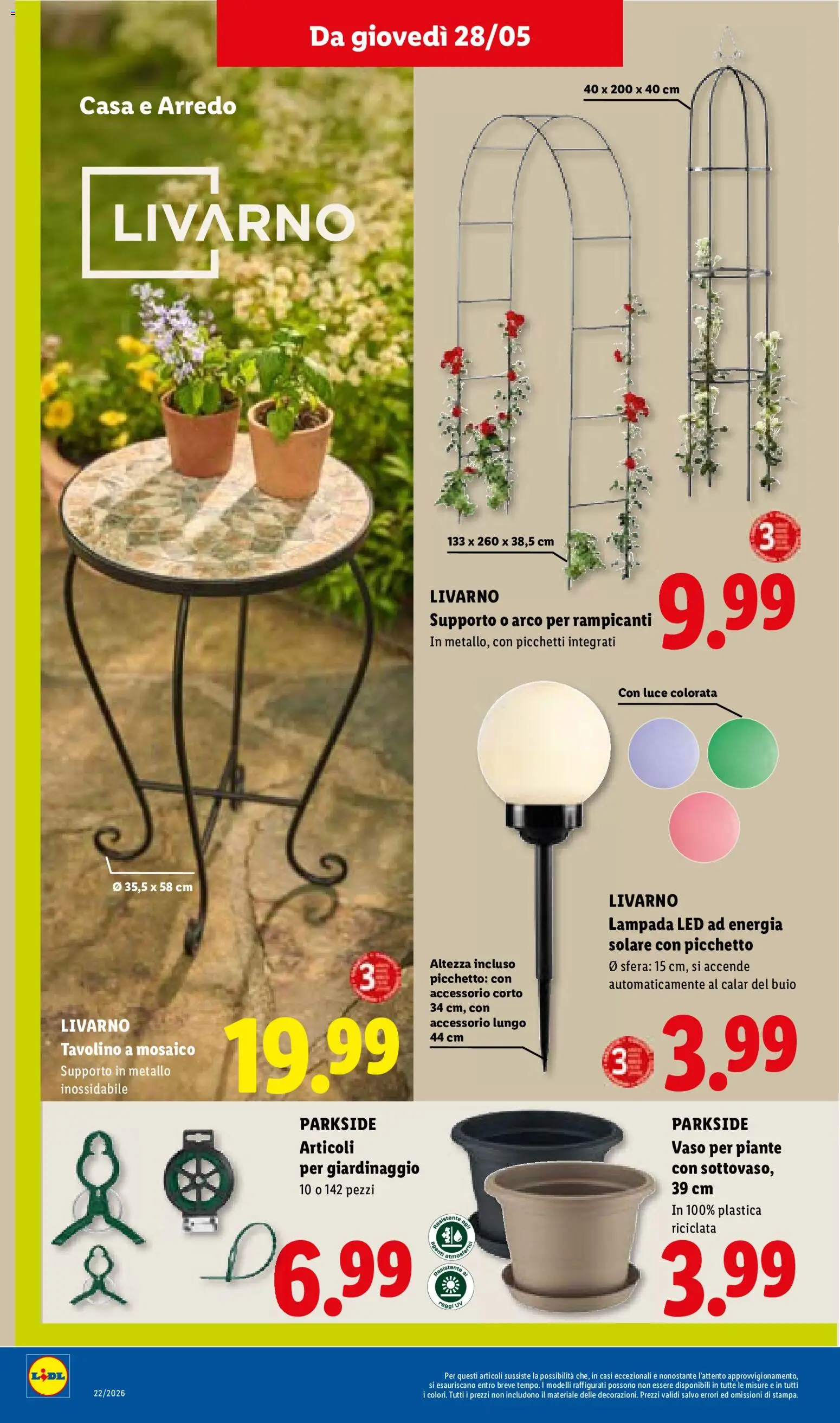 Volantino Lidl del 28.05.2026 | Pagina: 28 | Prodotti: Tavolino, Vaso, Lampada