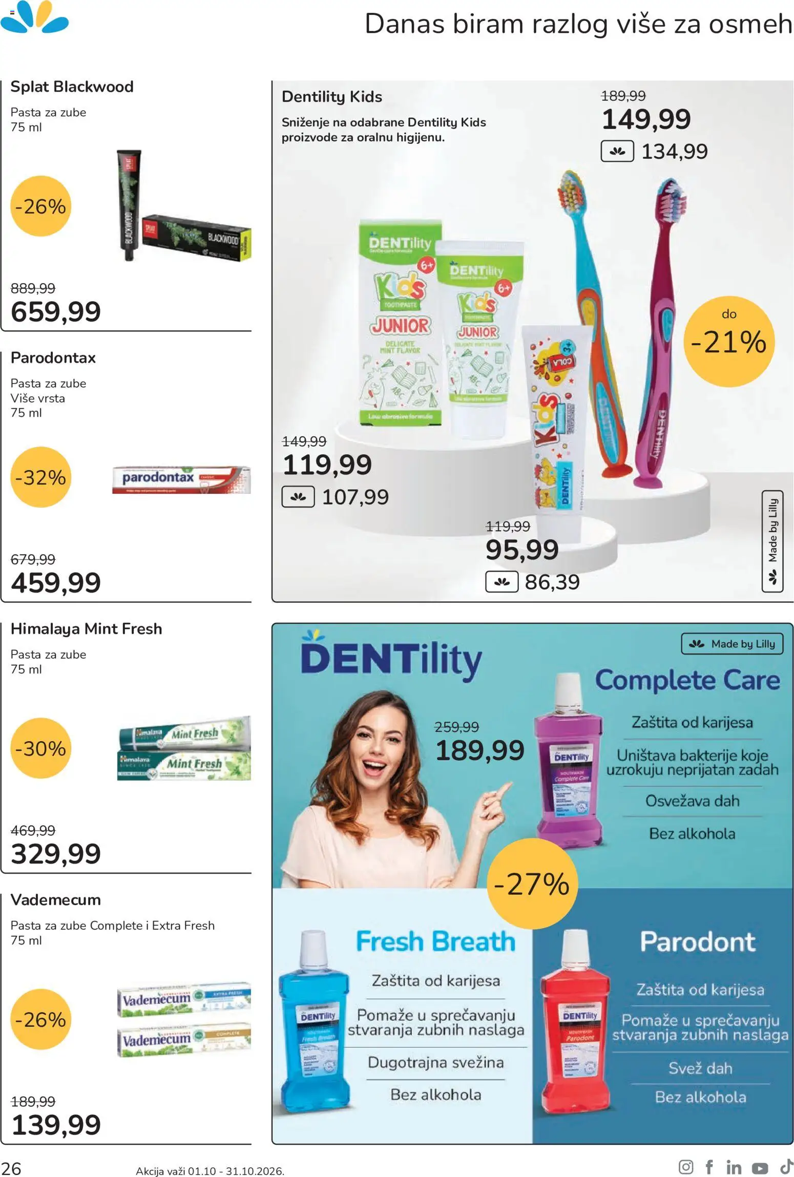 Lilly drogerie katalog - važi od 01.10.2026 | Strana: 26 | Proizvode: Pasta, Parodontax, Pasta za zube
