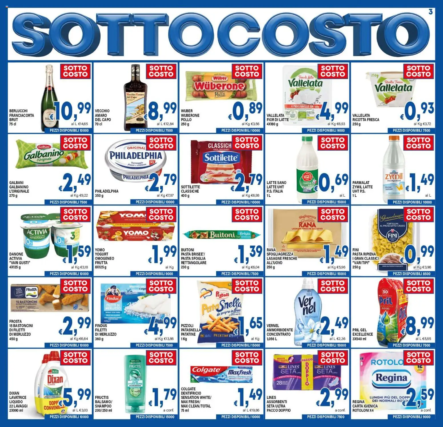 Volantino DEM del 17.03.2026 | Pagina: 3 | Prodotti: Prosciutto Crudo, Merluzzo, Latte, Amaro