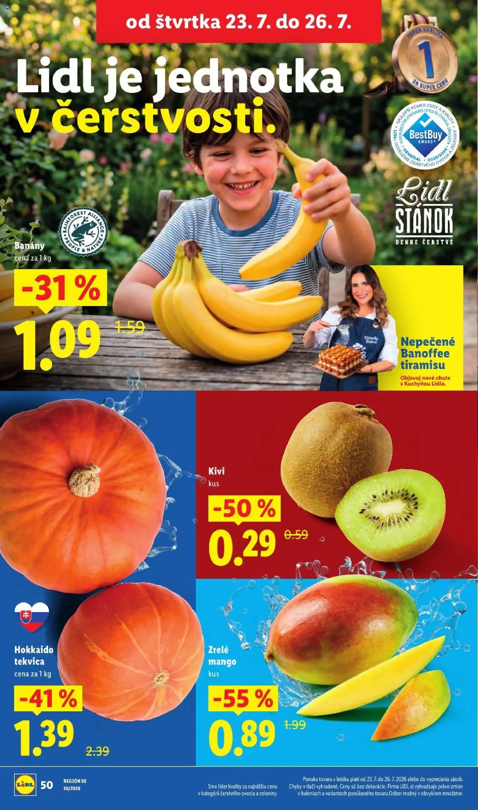 Nové Lidl akcie – leták je platný od 20.07.2026 | Strana: 72 | Produkty: Banány, Kiwi, Mango