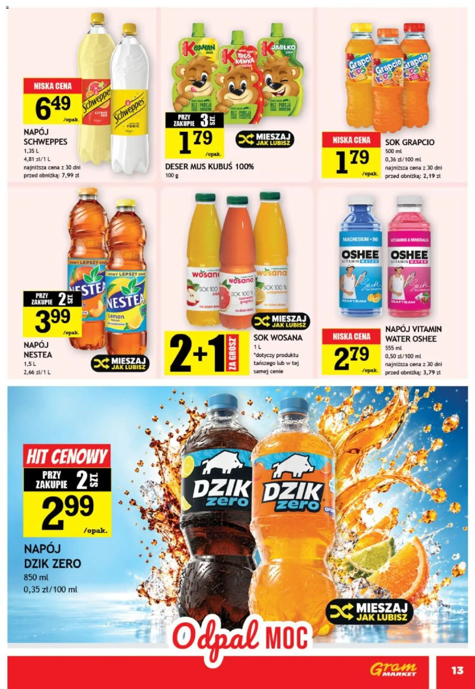 Gram Market gazetka od 21.10.2026 | Strona: 13 | Produkty: Kubuś, Deser, Tonic, Sok