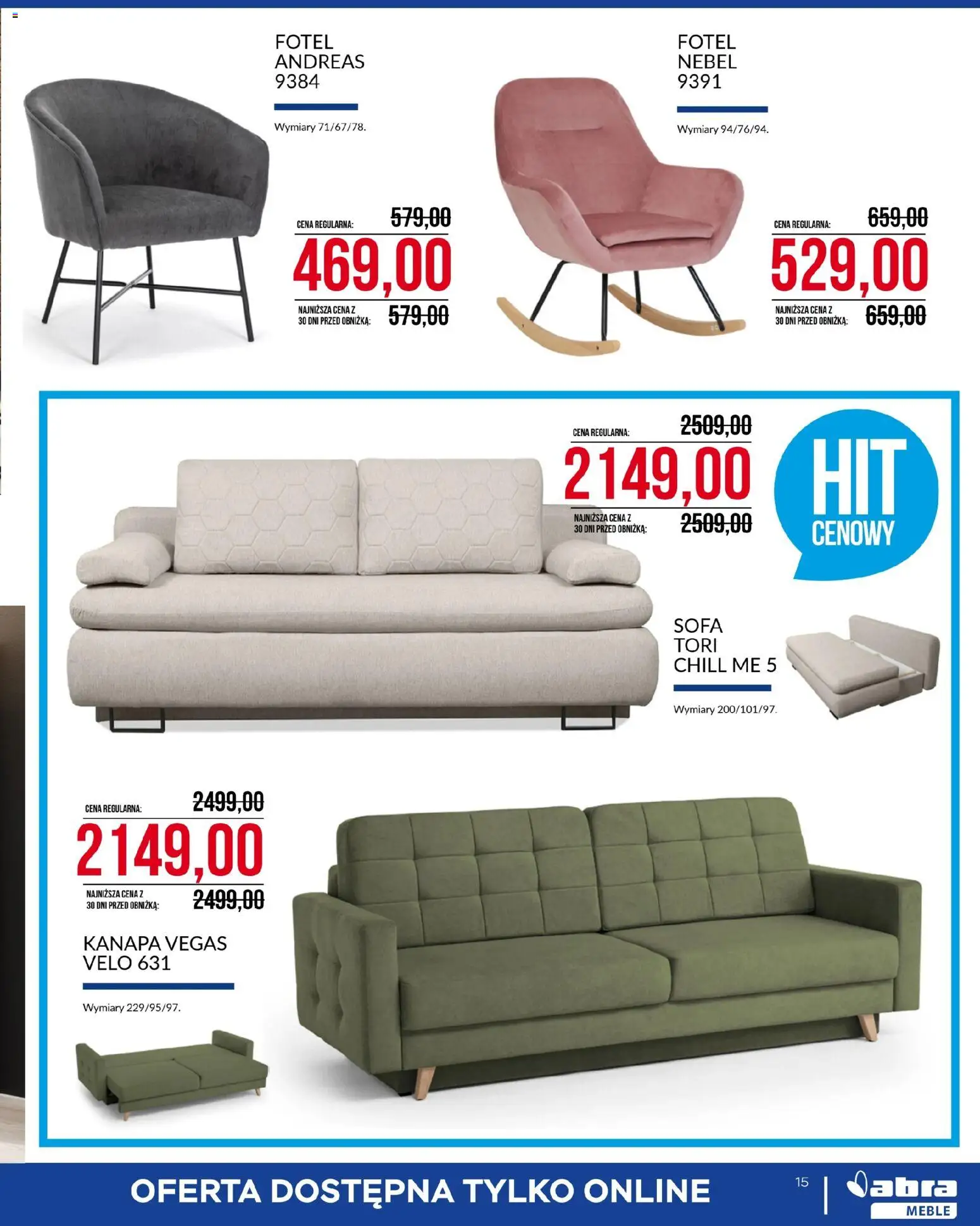 Abra meble gazetka od 03.07.2026 | Strona: 15 | Produkty: Sofa, Fotel, Kanapa