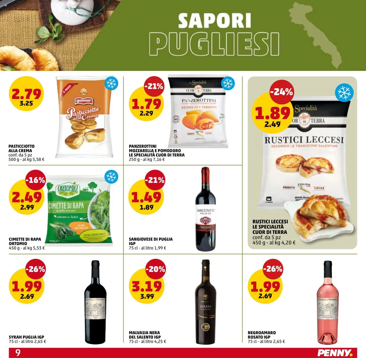 Volantino PENNY del 11.06.2026 | Pagina: 9 | Prodotti: Pomodoro, Rustici, Cimette di rapa, Terra