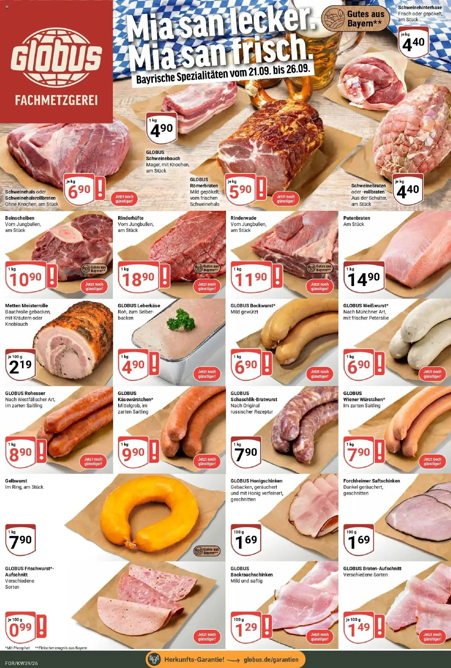 Globus Prospekt Forchheim (ab 21.09.2026) » Angebote online | Seite: 8 | Produkte: Schweinebauch, Knoblauch, Petersilie, Leberkase