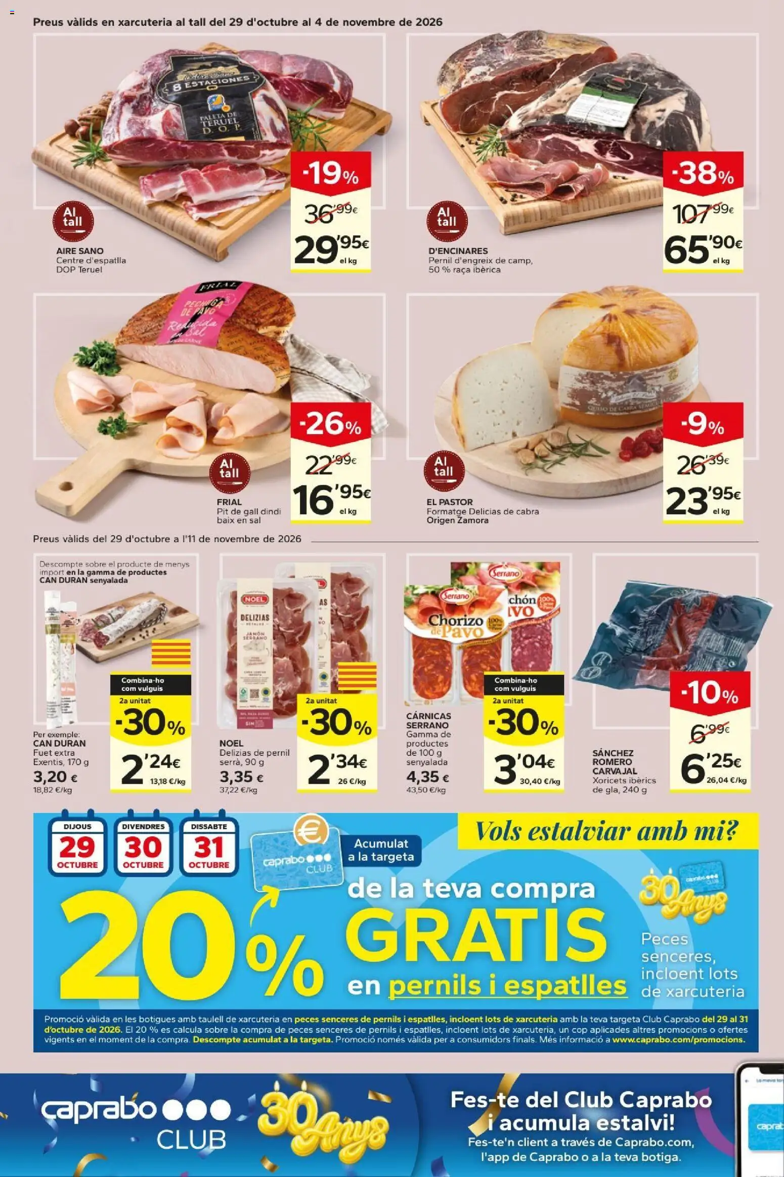 Caprabo folleto │ válido desde el 29/10/2026 | Página: 8 | Productos: Jamón, Sal, Carne, Pavo