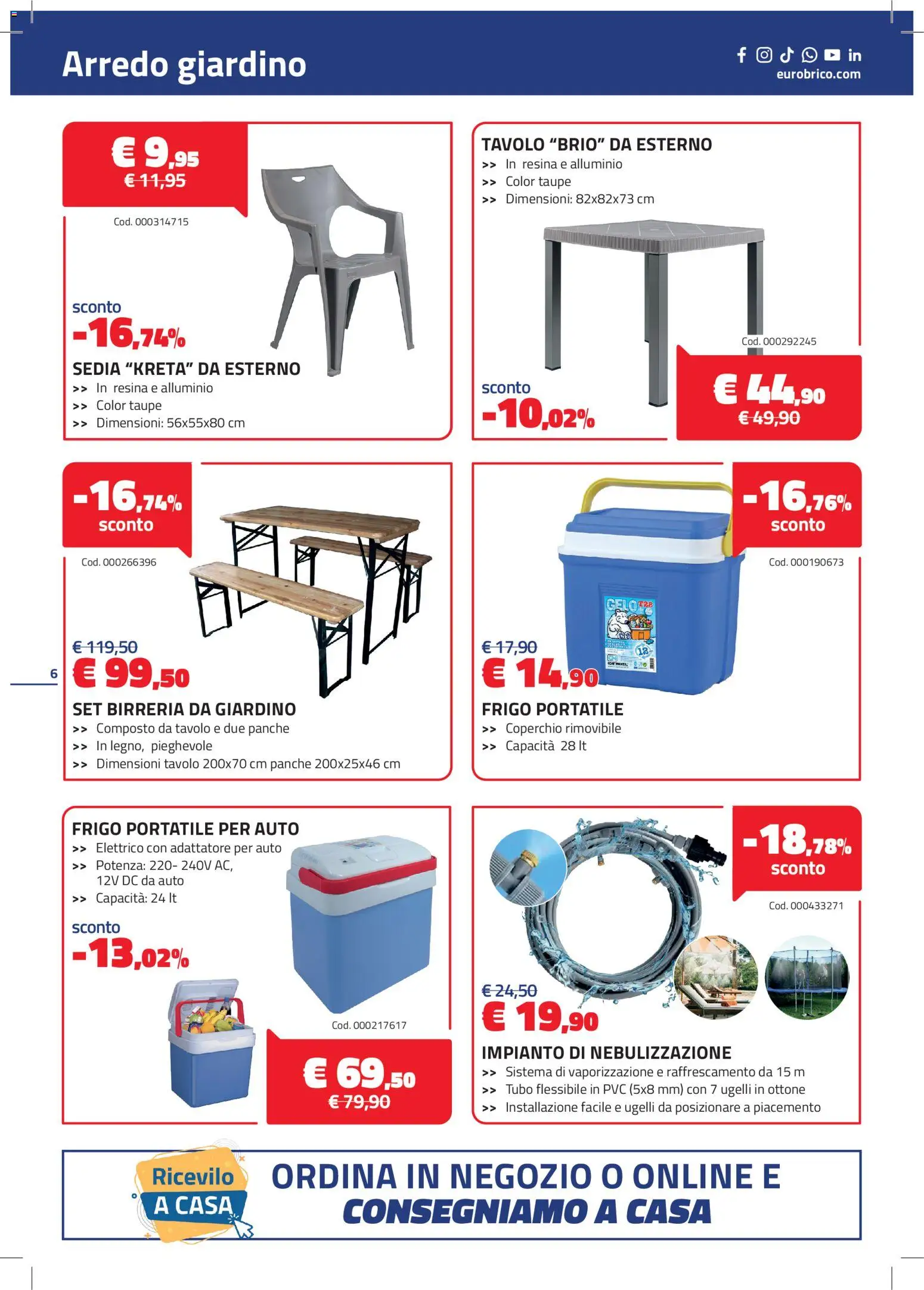 Volantino Eurobrico del 04.06.2026 | Pagina: 6 | Prodotti: Tubo, Set birreria, Adattatore, Sedia