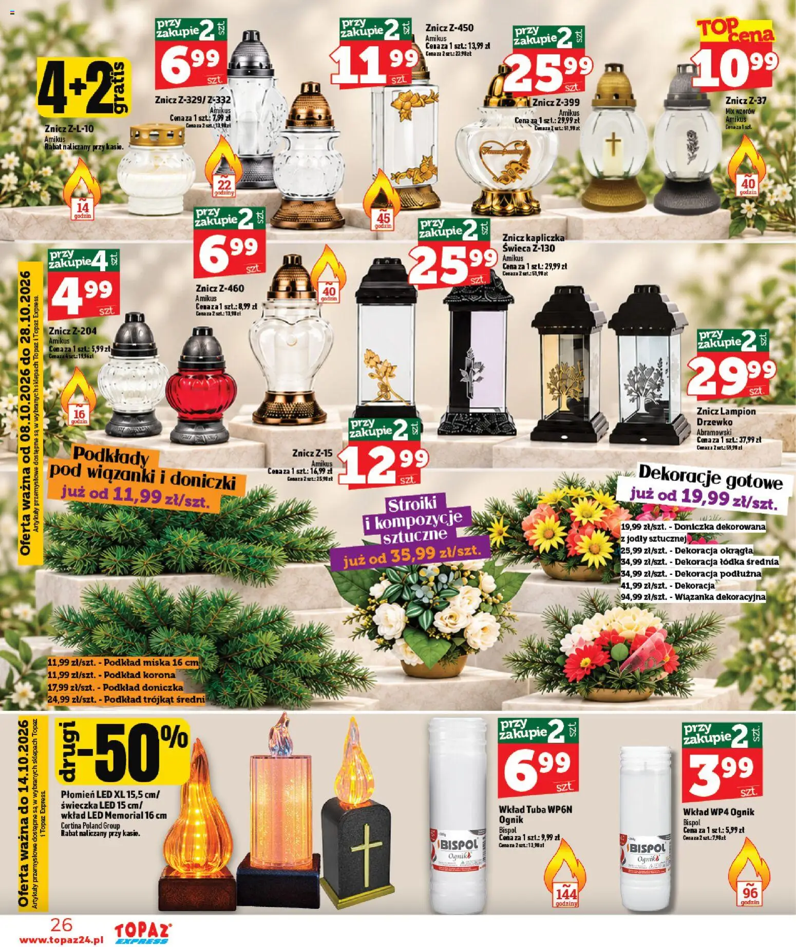 Topaz gazetka - Express od 08.10.2026 | Strona: 26 | Produkty: Świeca, Dekoracje, Artykuły przemysłowe, Doniczki