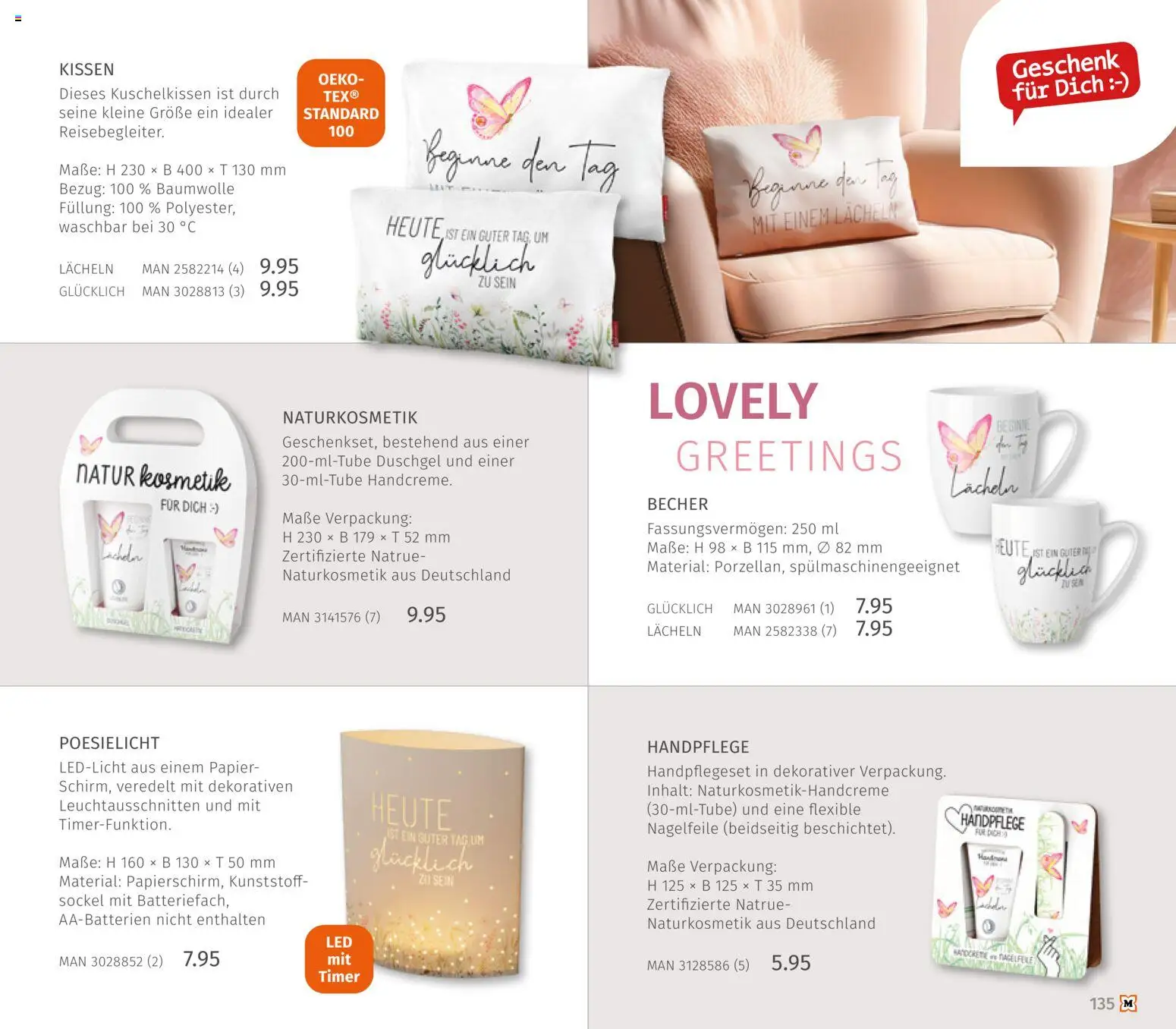 Müller Haushaltskatalog – gültig ab 01.10.2026 | Seite: 135 | Produkte: Kissen, Handcreme, Duschgel, Nagelfeile