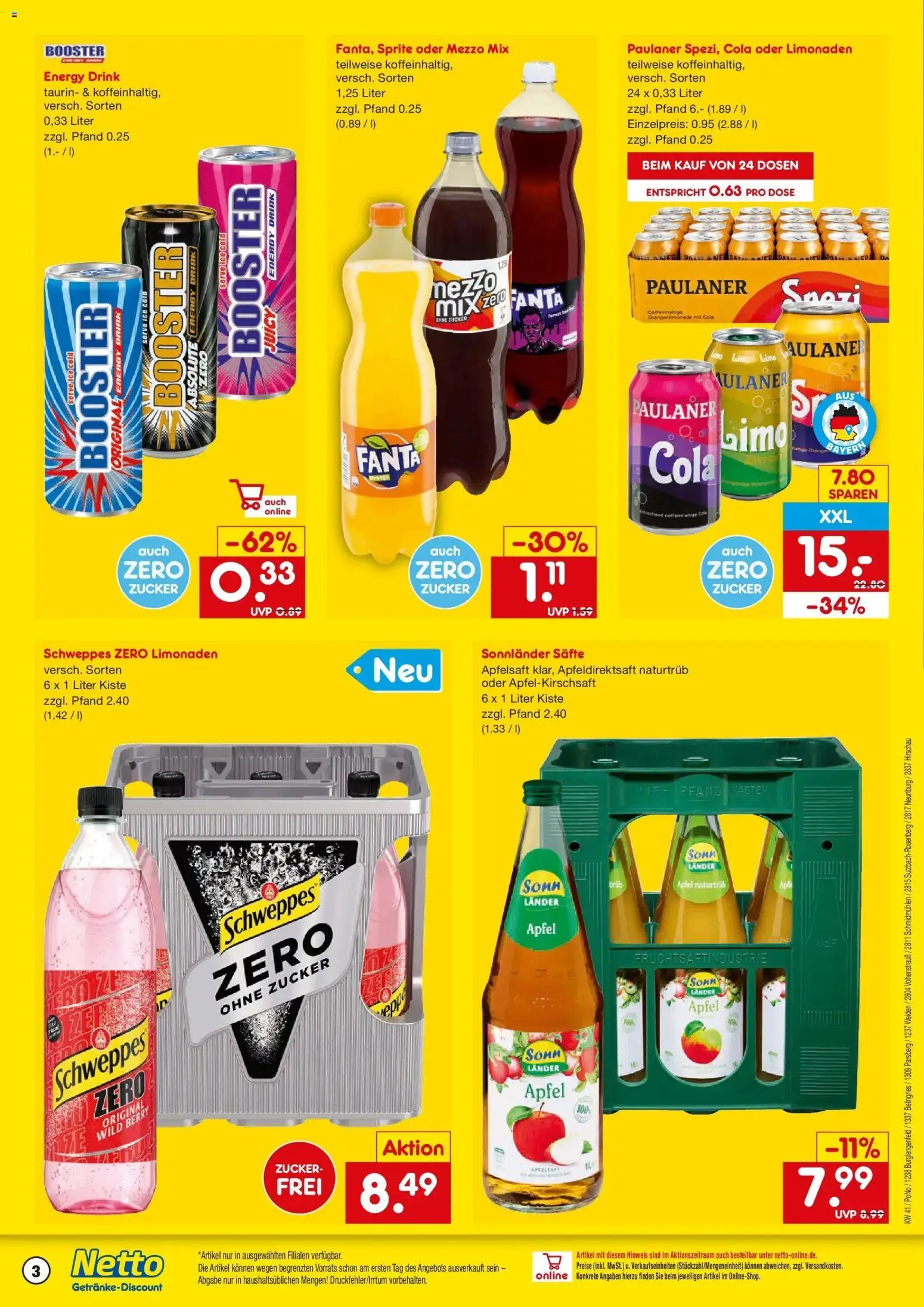 Netto Marken-Discount Prospekt Sulzbach-Rosenberg (ab 05.10.2026) » Angebote | Seite: 3 | Produkte: Mezzo mix, Äpfel, Apfelsaft, Paulaner