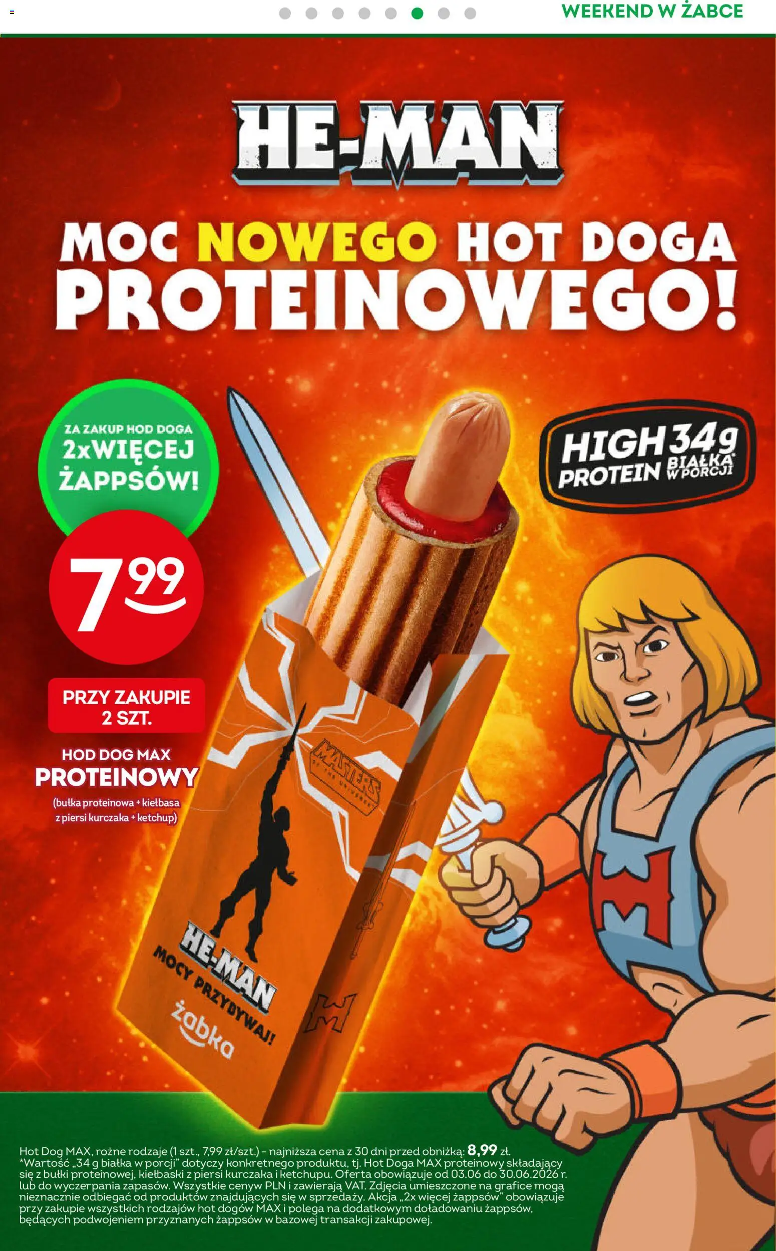 Żabka gazetka - Weekendowe promocje od 05.06.2026 | Strona: 7 | Produkty: Kiełbasa, Piersi, Bułka proteinowa, Kiełbaski