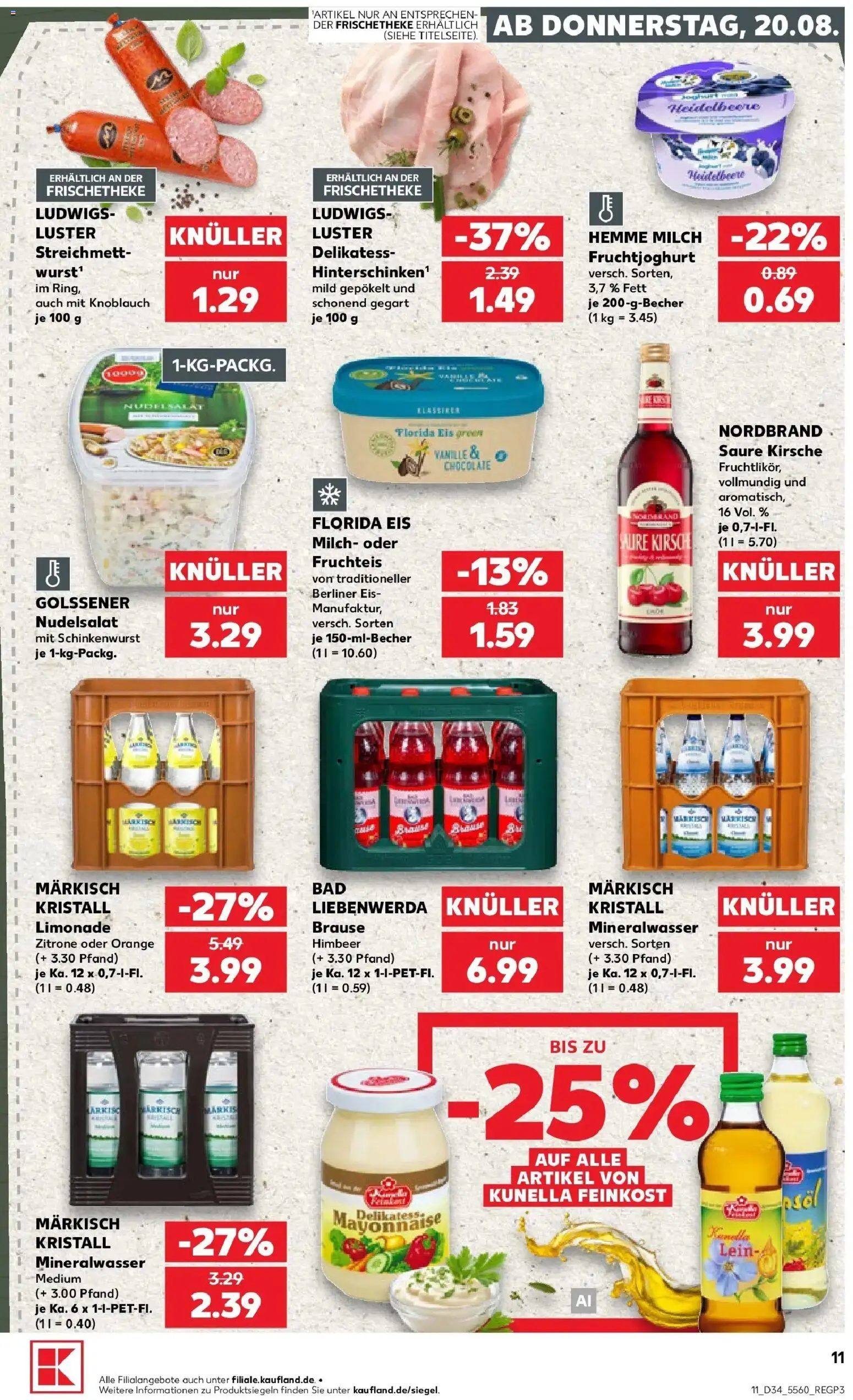 Prospekt Kaufland ab 20.08.2026 » Angebote Online zum Blättern | Seite: 11 | Produkte: Berliner, Mineralwasser, Zitrone, Knoblauch