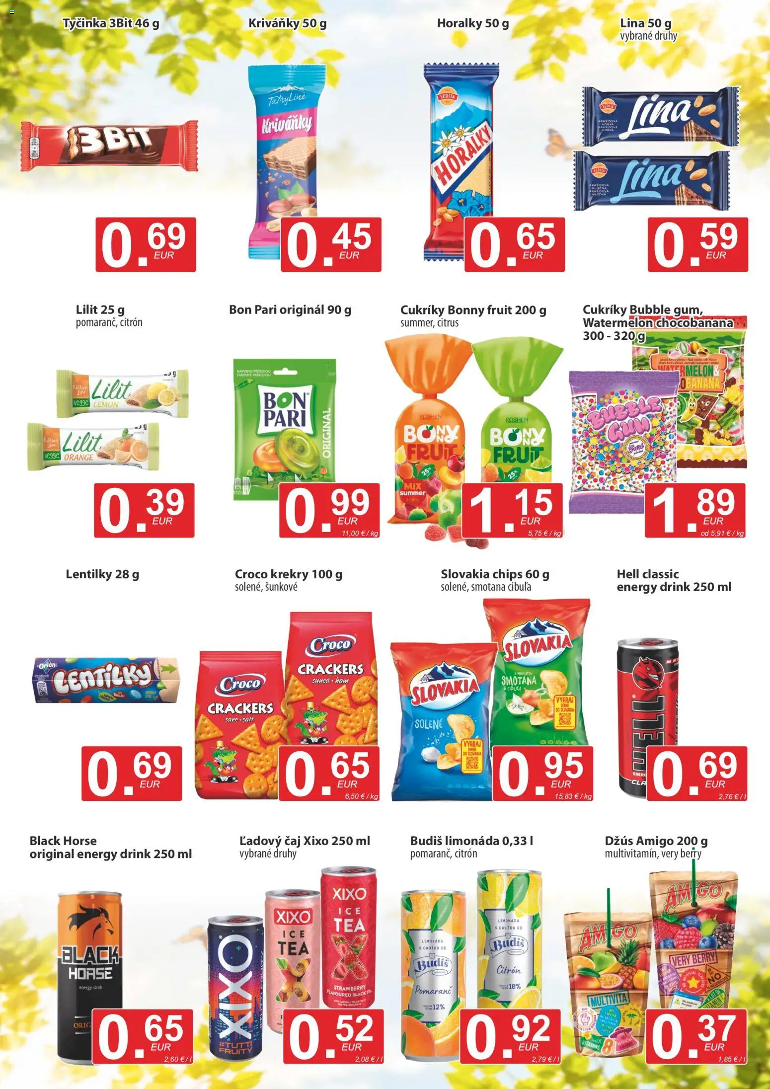 Nové CBA Verex akcie – leták je platný od 18.06.2026 | Strana: 9 | Produkty: Džús, Čaj, Smotana, Horálky