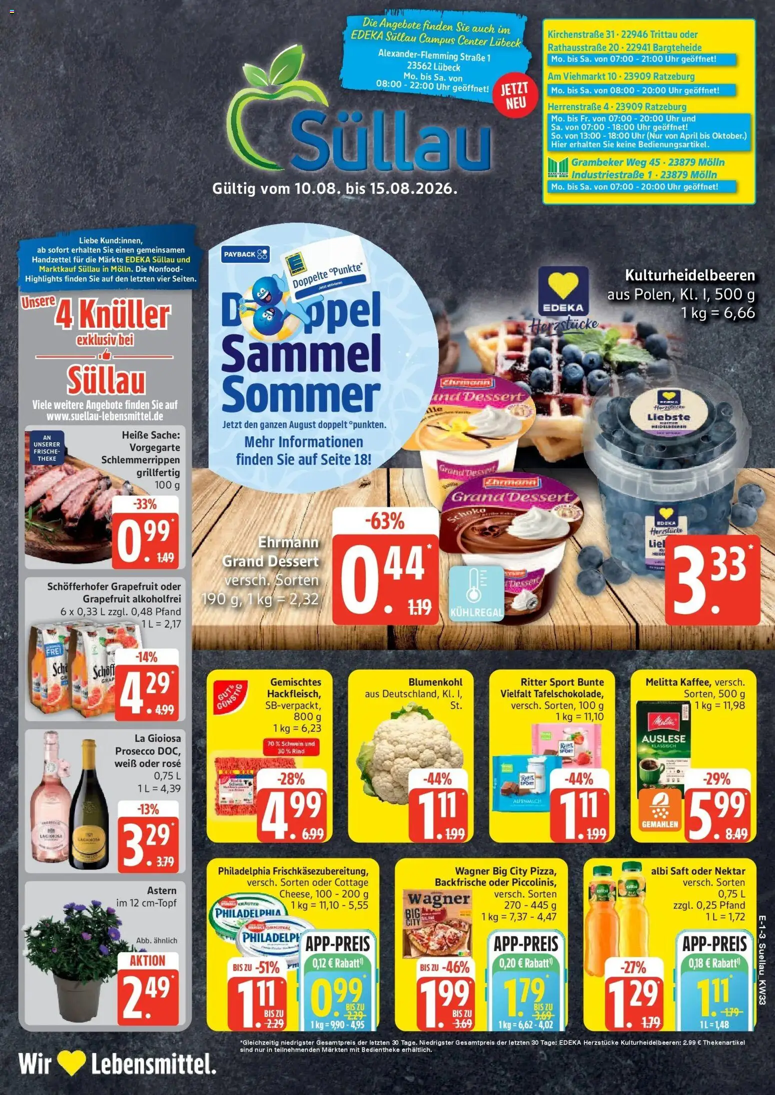 Marktkauf Prospekt Mölln (ab 10.08.2026) » Angebote online | Seite: 1 | Produkte: Heidelbeeren, Grapefruit, Prosecco, Uhr