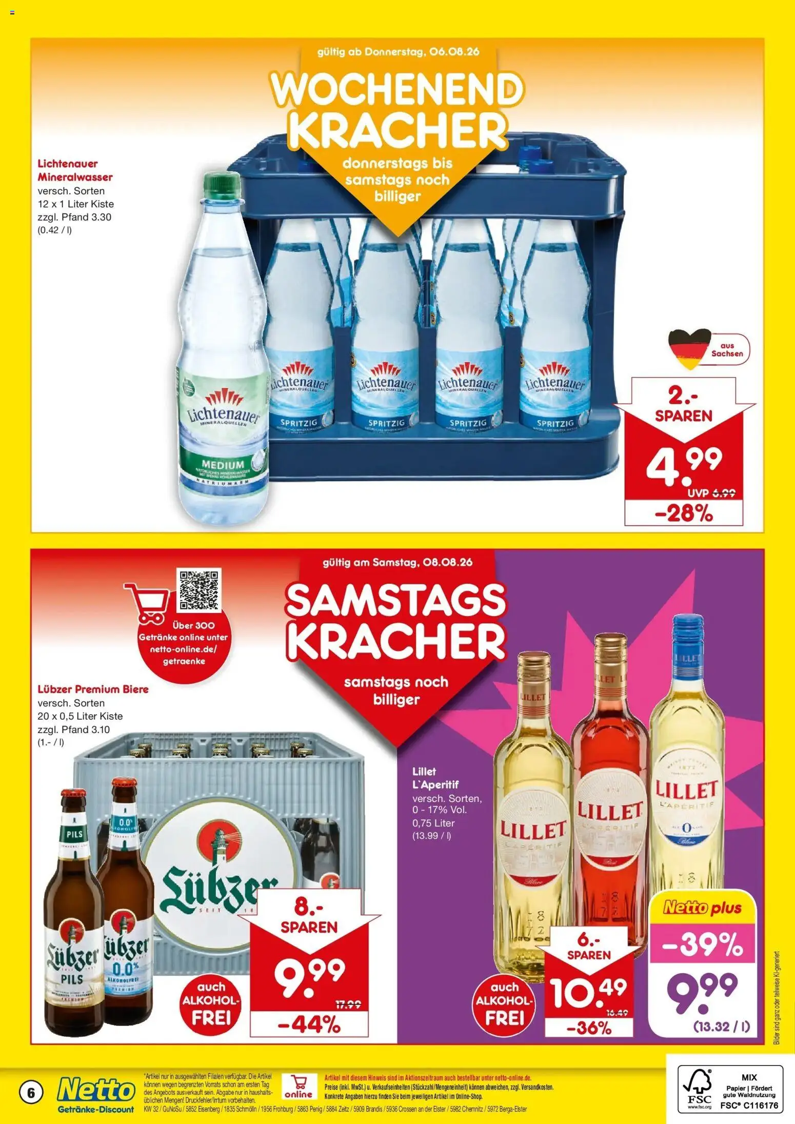 Netto Marken-Discount Prospekt Brandis – gültig ab 03.08.2026 | Seite: 6 | Produkte: Pils, Lillet, Bilder, Lubzer
