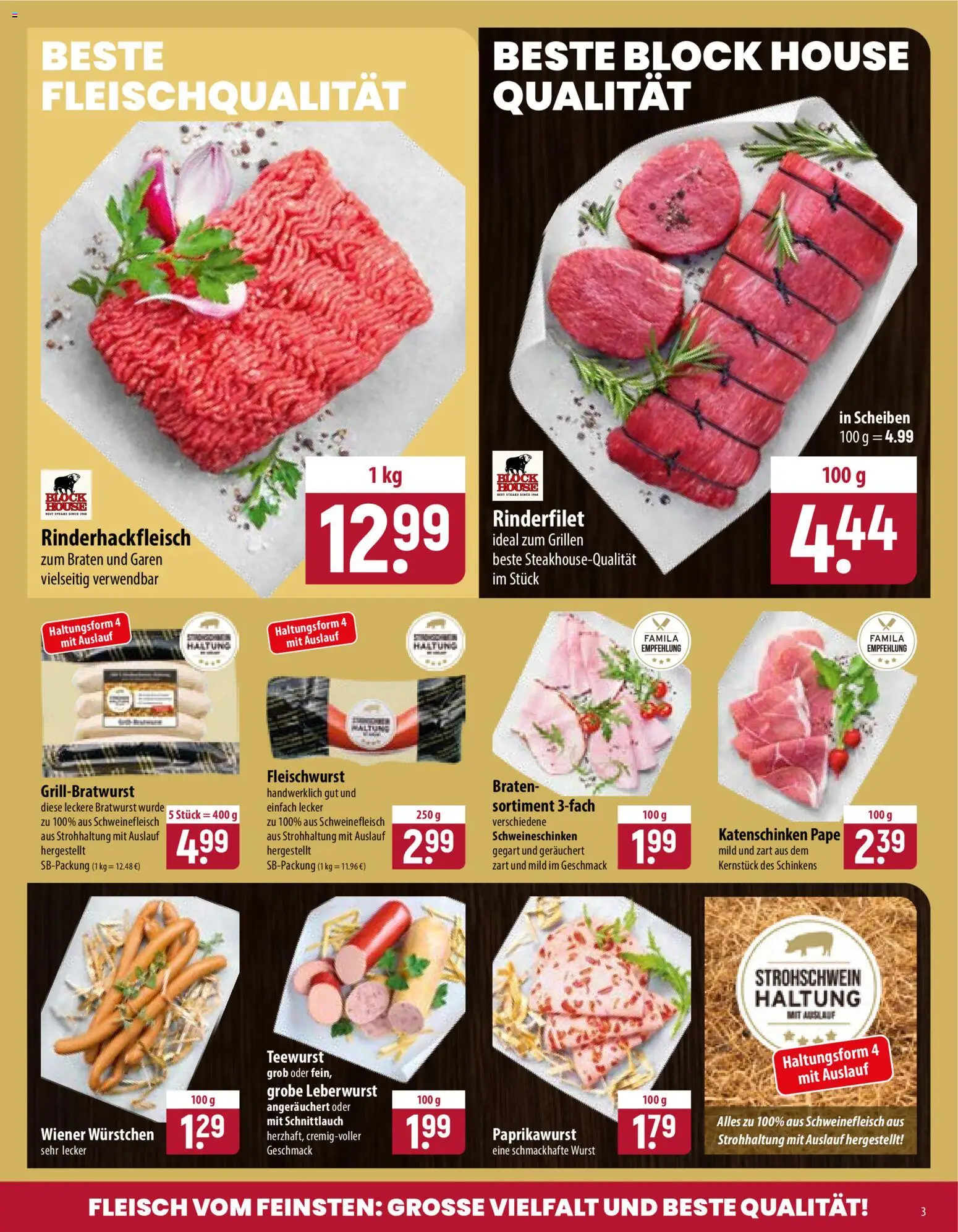 Famila Prospekt – gültig ab 24.08.2026 | Seite: 3 | Produkte: Wiener wurstchen, Rinderfilet, Bratwurst, Fleisch