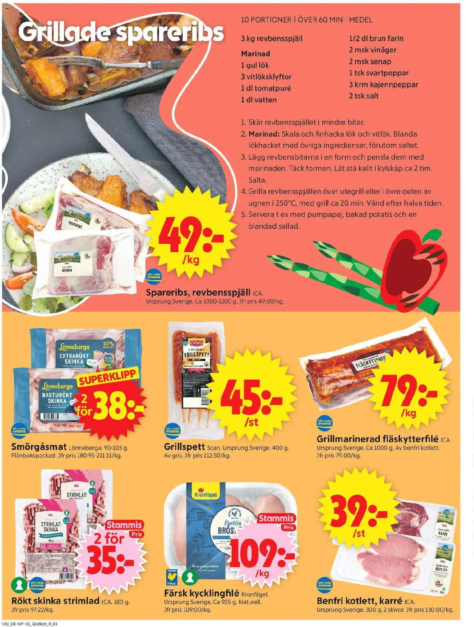 ICA Supermarket reklamblad aktuell från 20/07/2026 | Sida: 4 | Produkter: Senap, Grillspett, Kycklingfile, Marinad
