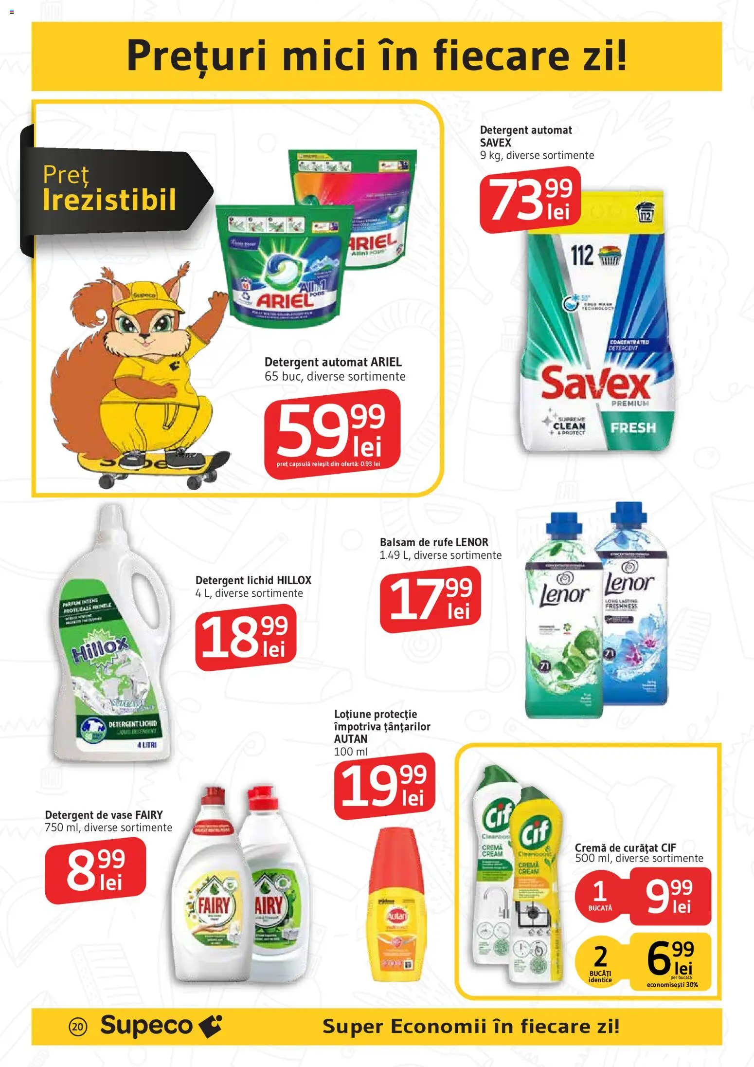 Noul catalog Supeco – valabil de la 06.08.2026 | Pagină: 20 | Produse: Detergent de vase, Kedi Ödül Oyuncakları, Mici, Balsam