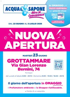 Anteprima del volantino Acqua e Sapone volantino Nuova Apertura Grottammare valido a partire dal 23.06.2026