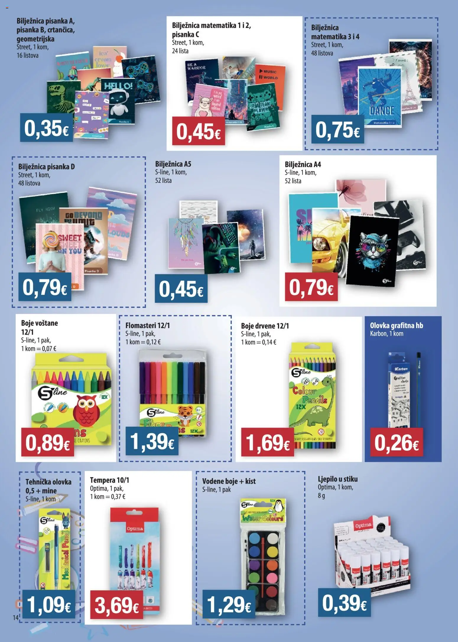 NTL katalog | vrijedi od 19.08.2026 | Stranica: 14 | Proizvodi: Kist, Bilježnica, Pisanka, Ljepilo