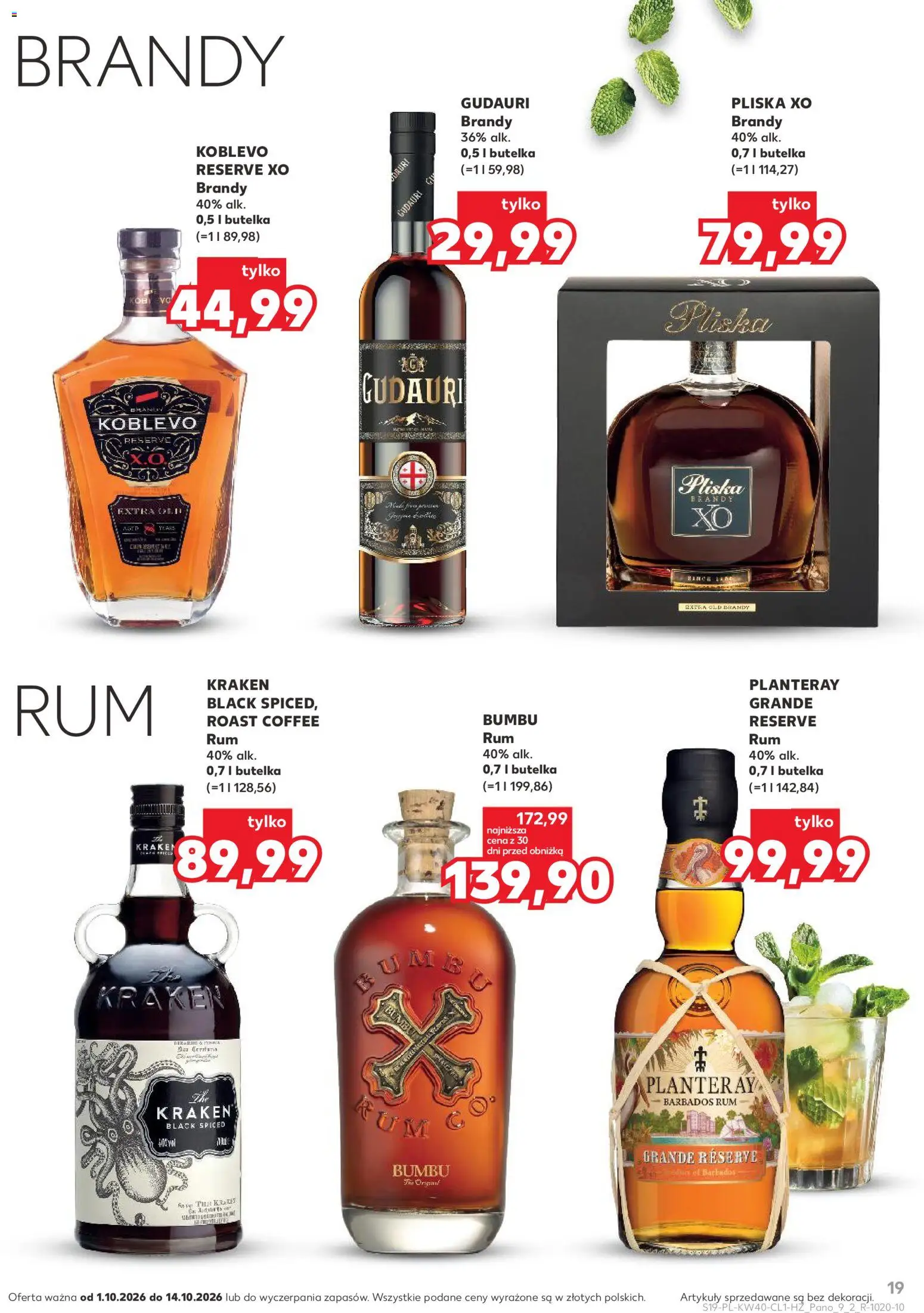Kaufland Polsko leták - Barek od 01.10.2026 | Strana: 19 | Produkty: Rum, Brandy