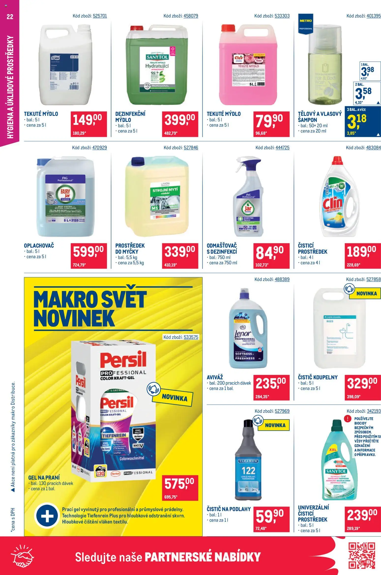 Makro leták - Gastronomie od 21.10.2026 | Strana: 22 | Produkty: Prací gel, Body, Sanytol, Odmašťovač